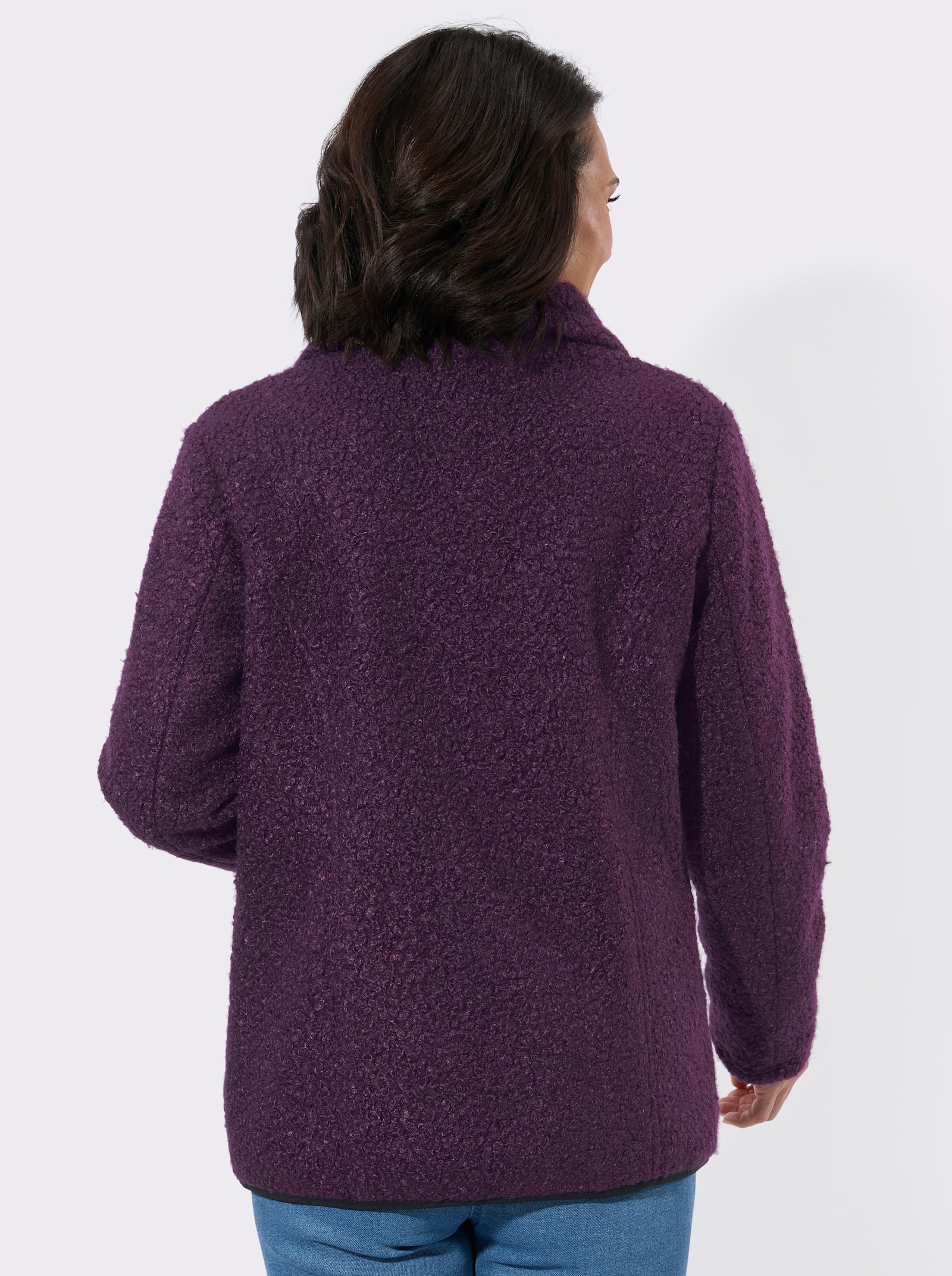 Boucléjacke mit kontrastfarbigen Details - traube