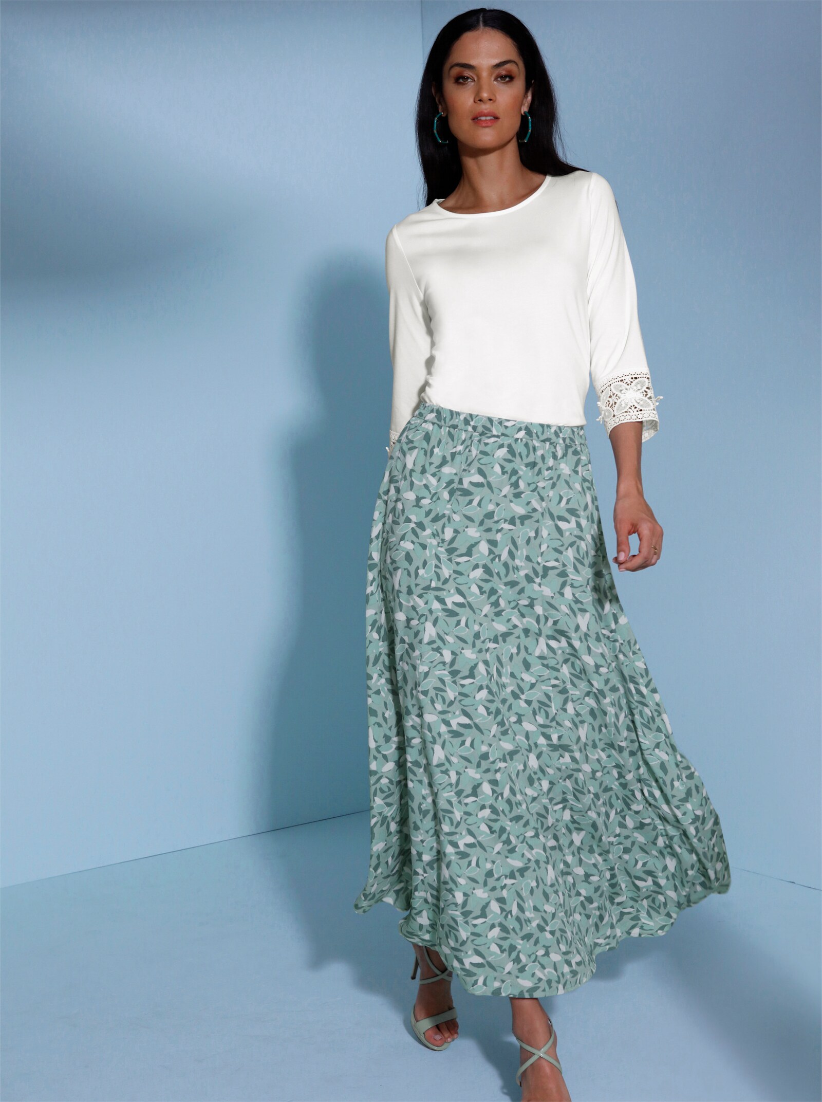 CREATION L PREMIUM 3/4-Arm-Shirt in glänzender Jersey-Qualität - ecru