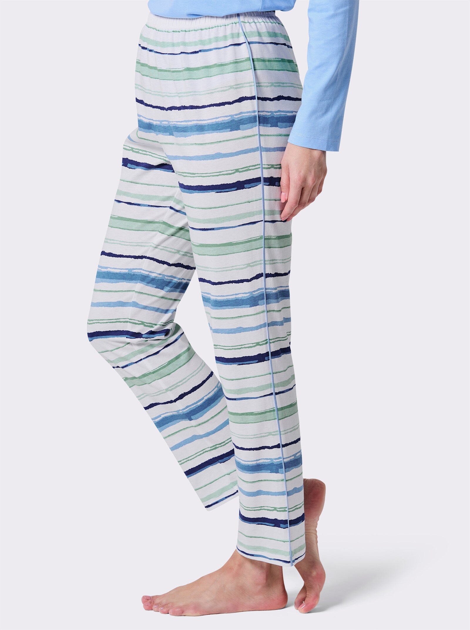 wäschepur Schlafanzughose mit Dehnbund - himmelblau-weiß-gestreift
