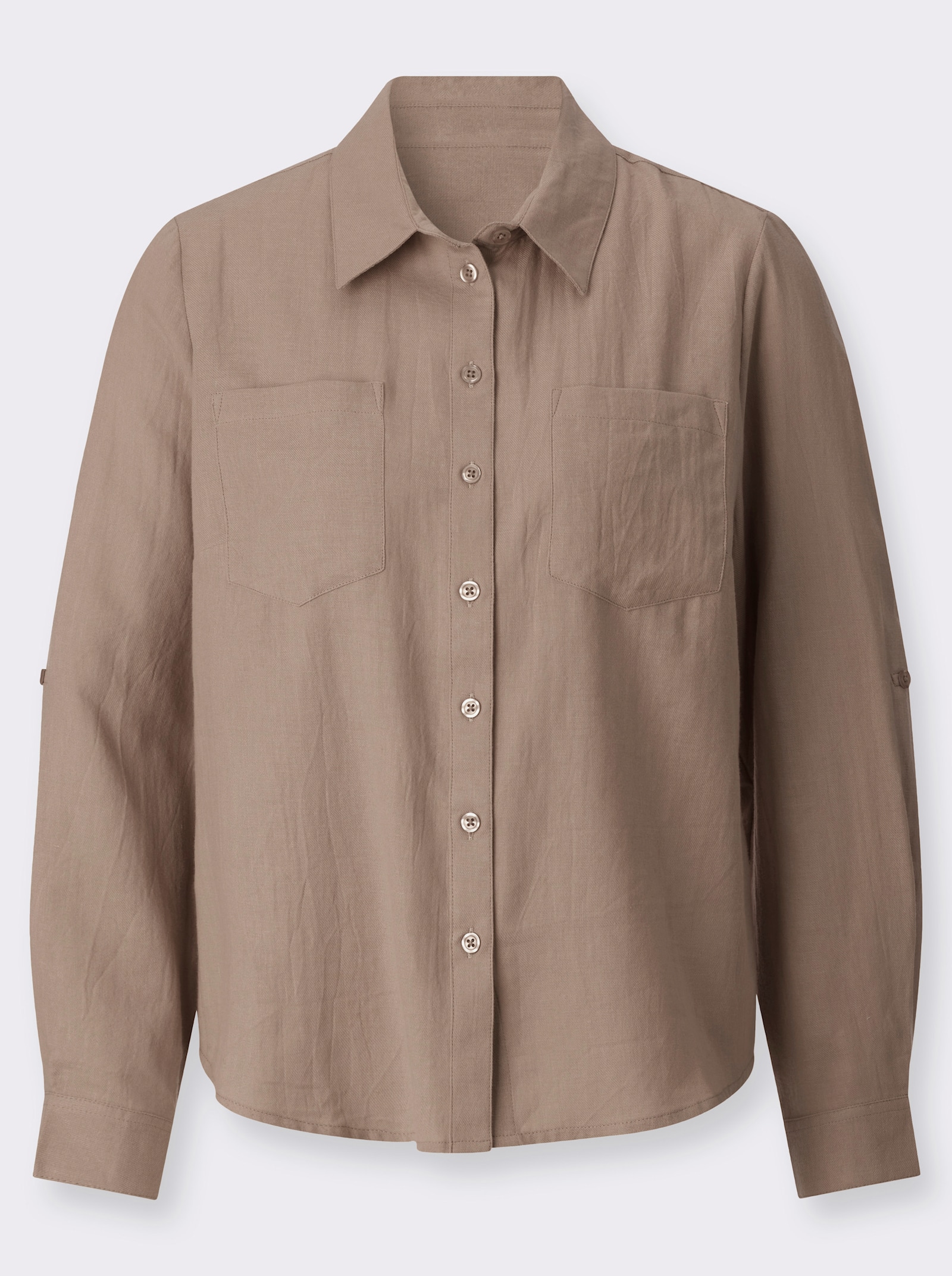 Flanellbluse mit Karomuster-Details - beige