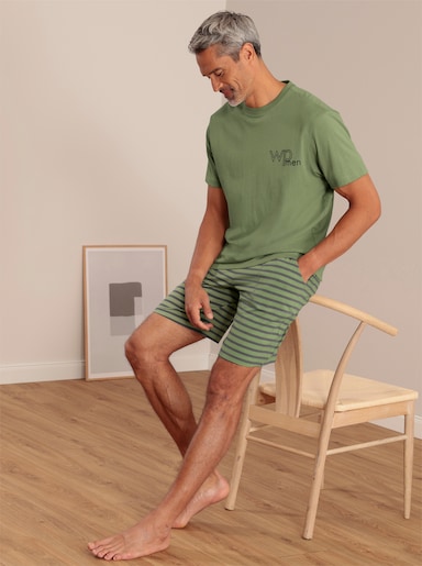 wäschepur men Hose kurz - eucalyptus-anthrazit-gestreift