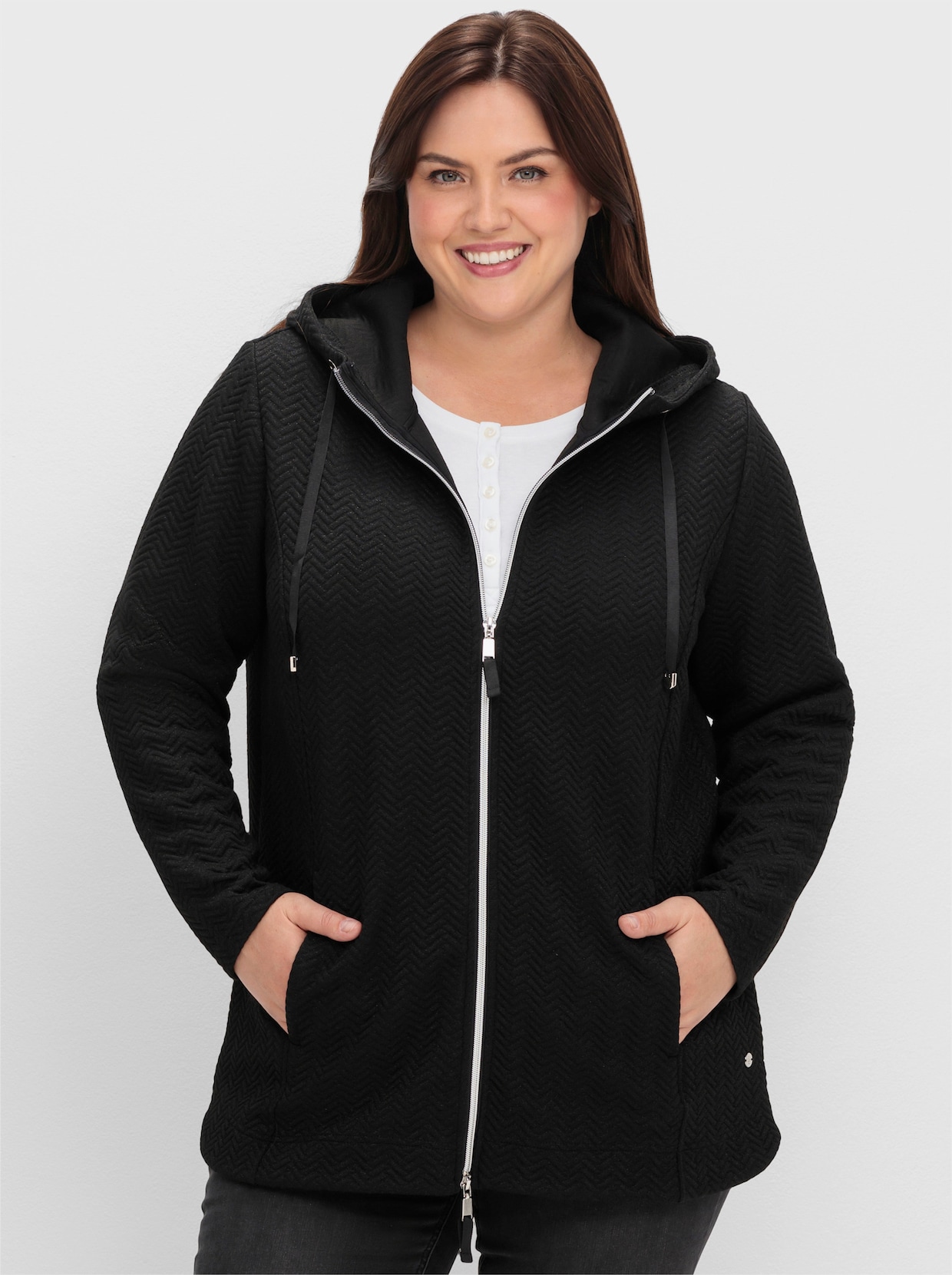 sheego Sweatjacke - schwarz