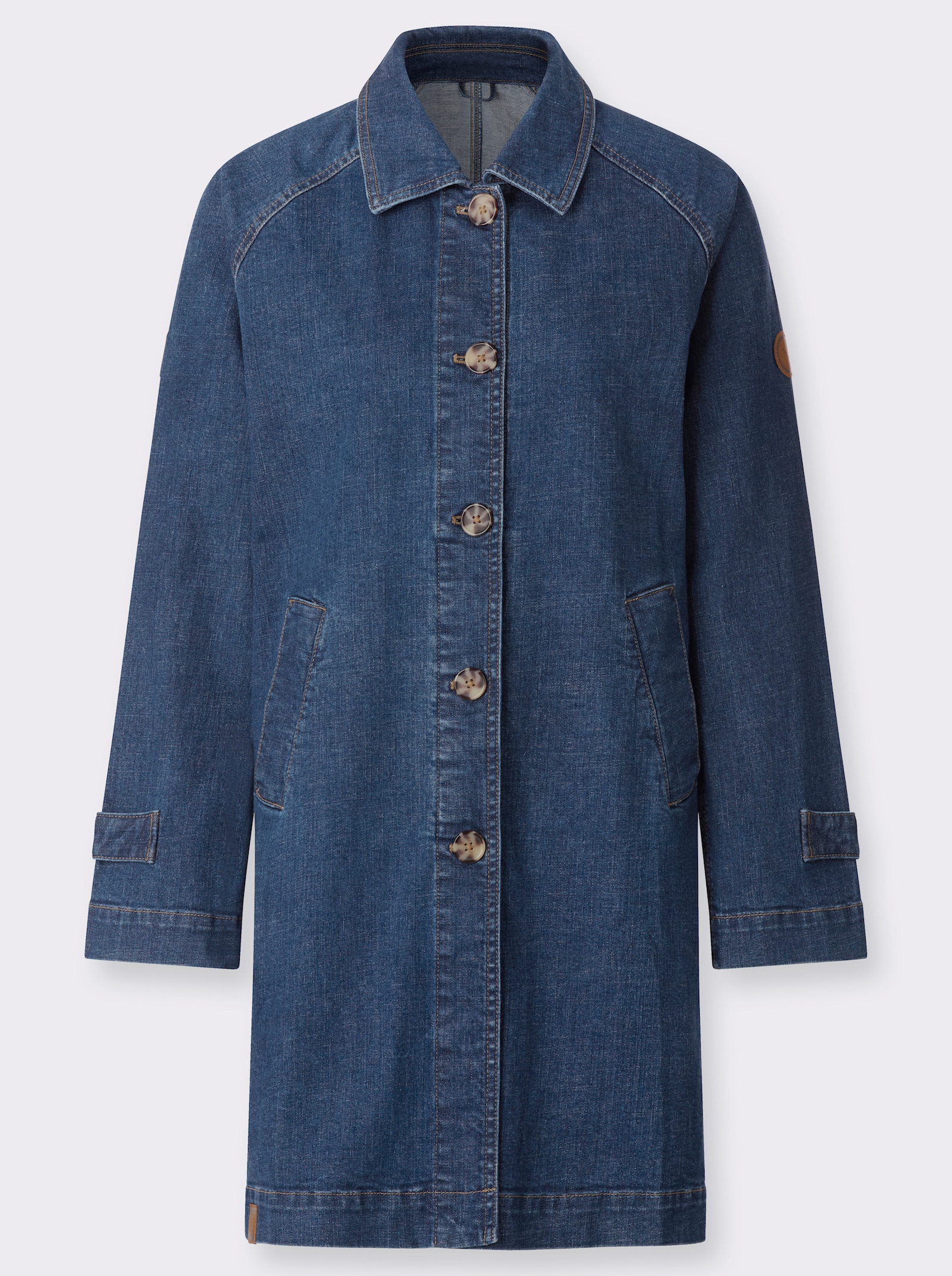Kurzmantel aus weichem Denim - blue-stone-washed