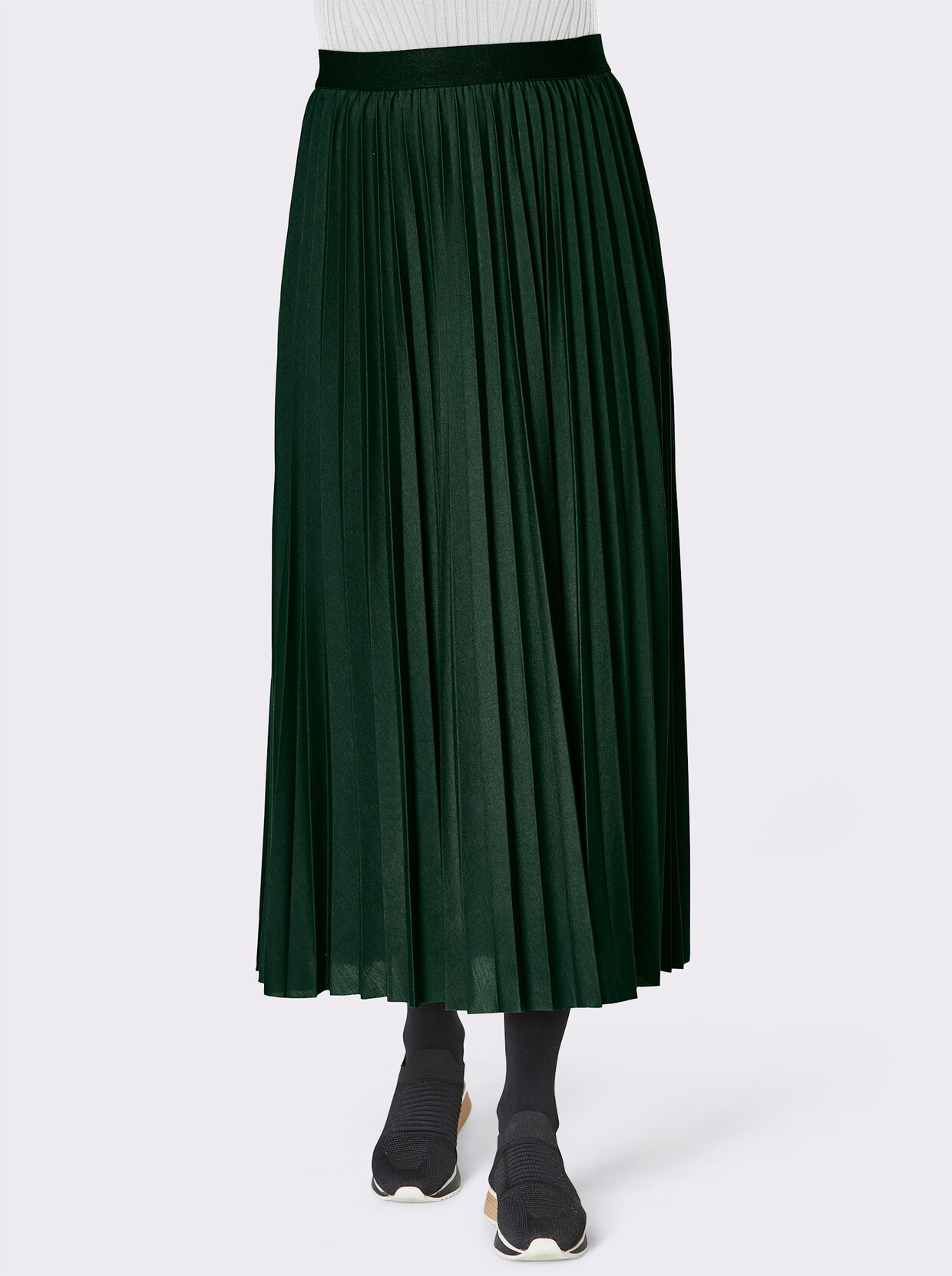 Creation L Premium Polyester-Viskose-Plisseerock - moos