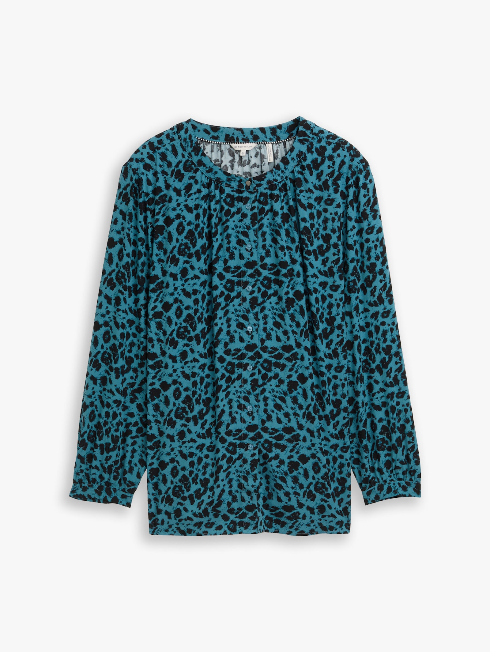 Klassische Bluse - blue black small leo print