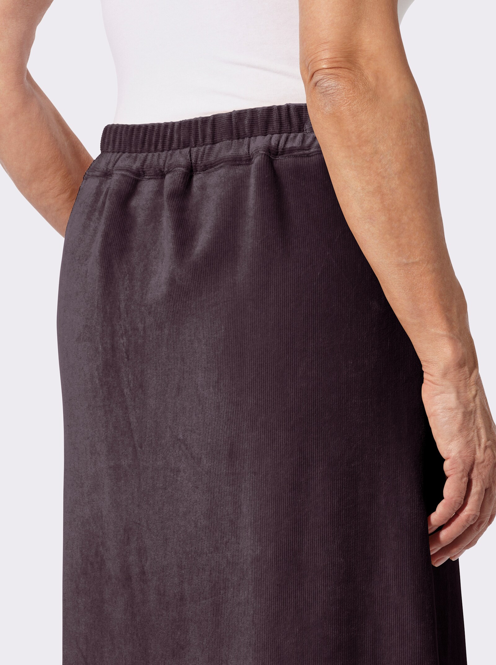 Cordrock mit imitierter Knopfleiste - aubergine