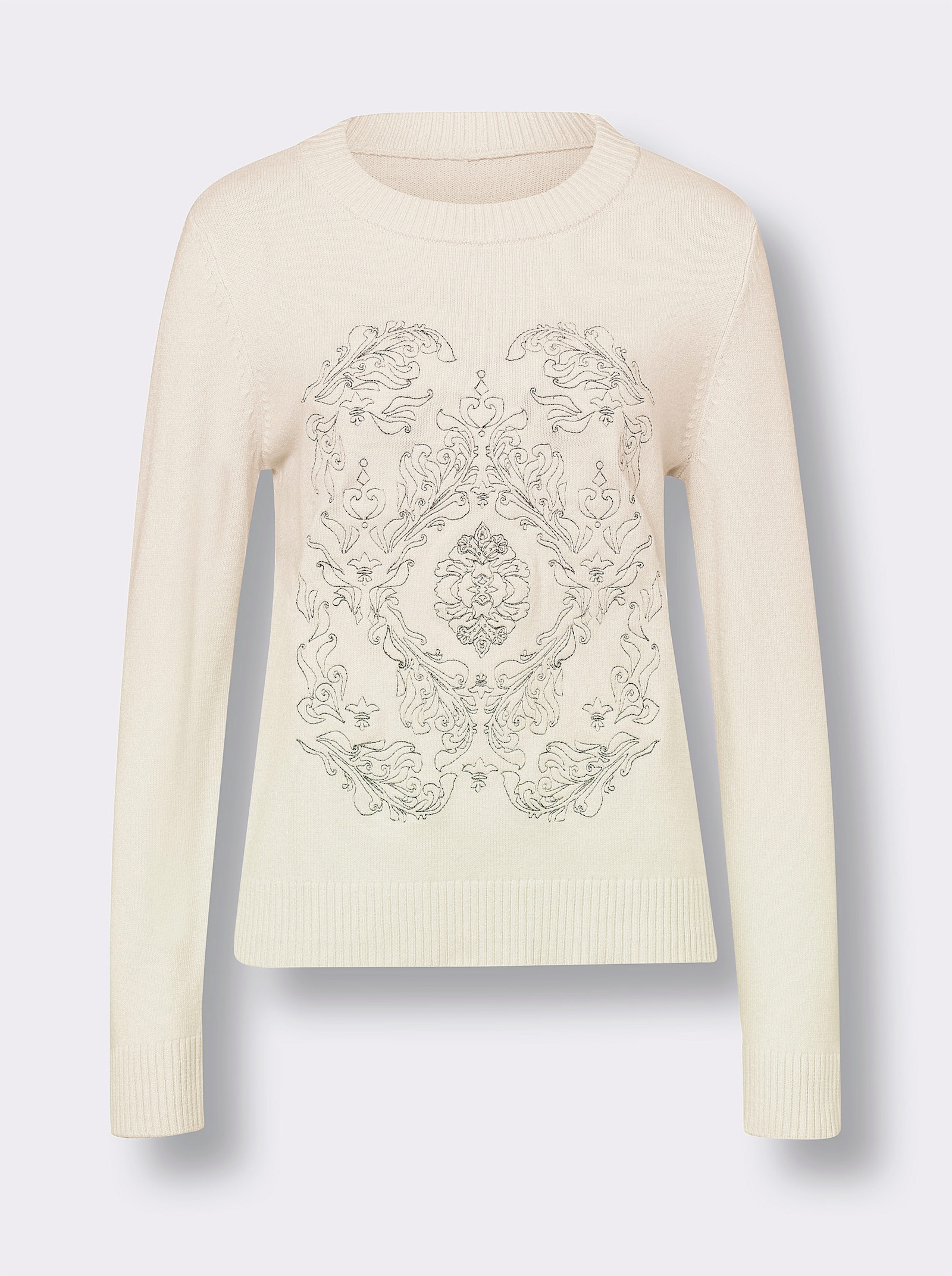 heine Pullover met ronde hals en borduursel - champagne