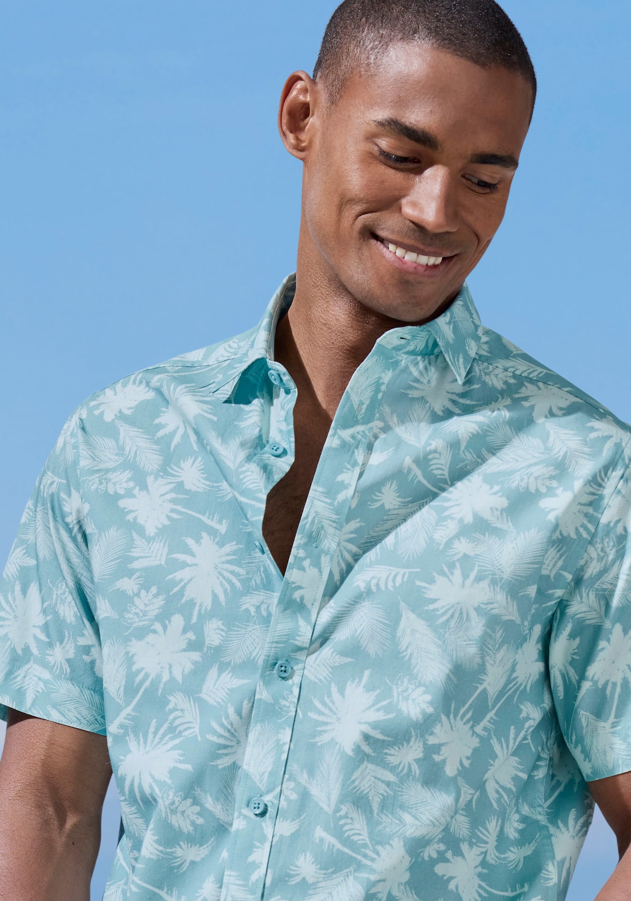 Beachtime Hawaiiaans overhemd - turquoise geprint