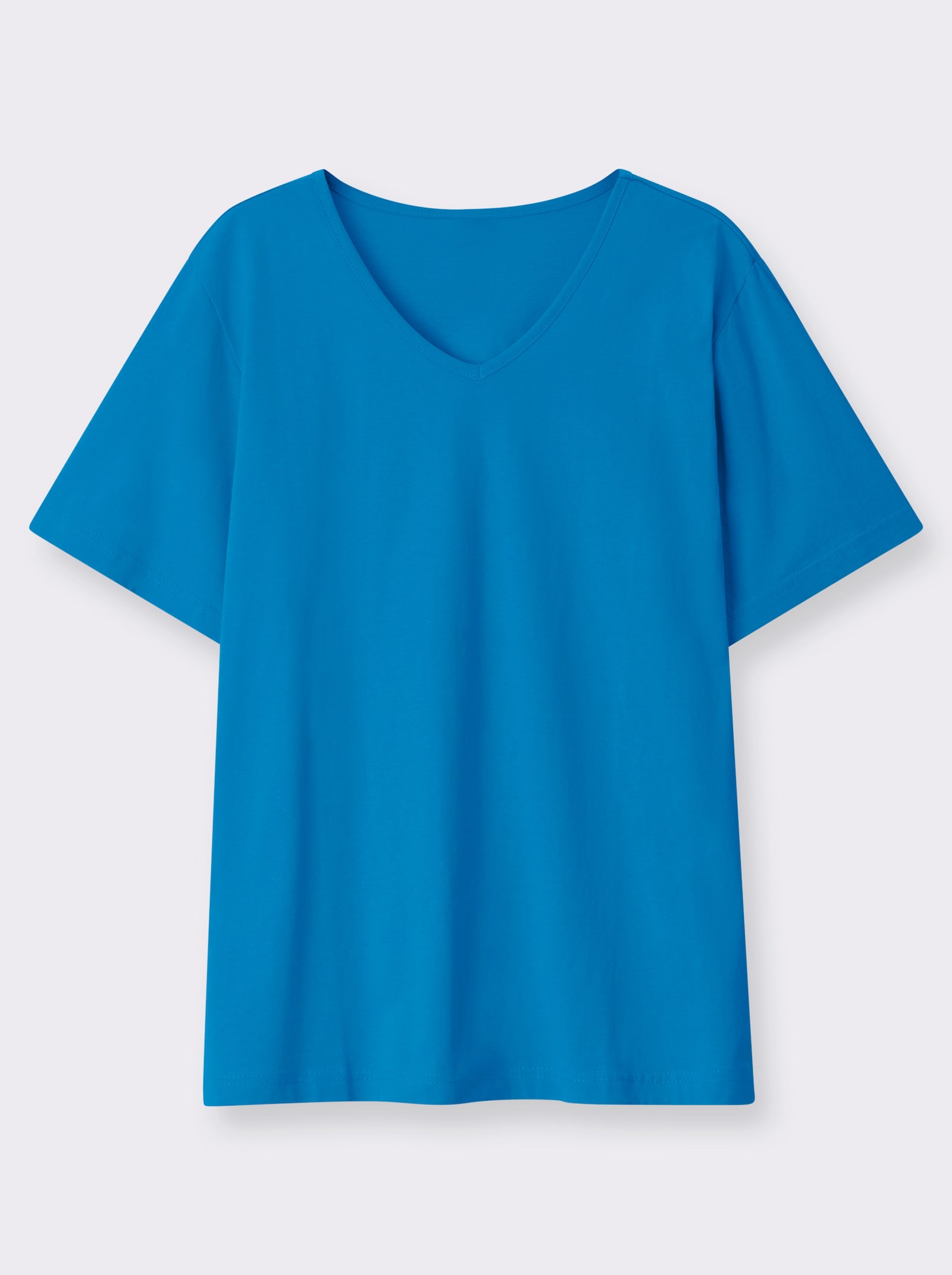 Kurzarmshirt mit V-Ausschnitt - türkis