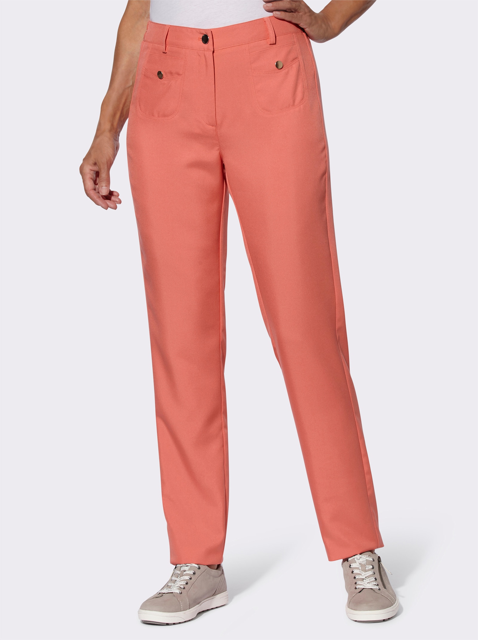 Broek met comfortband opzij - grapefruit