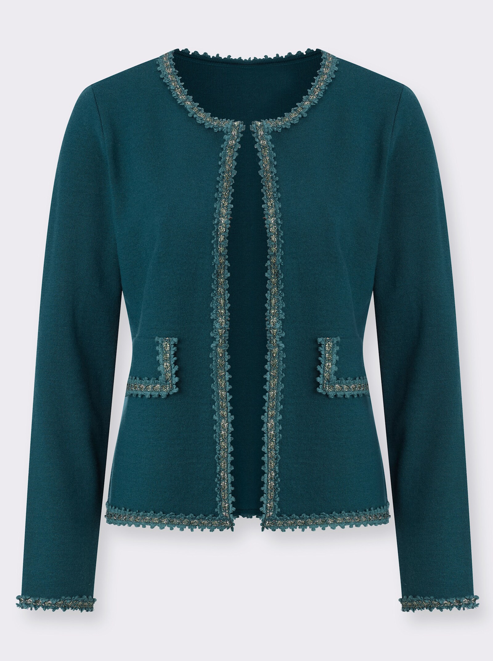 Strickjacke mit Woll-Anteil - petrol