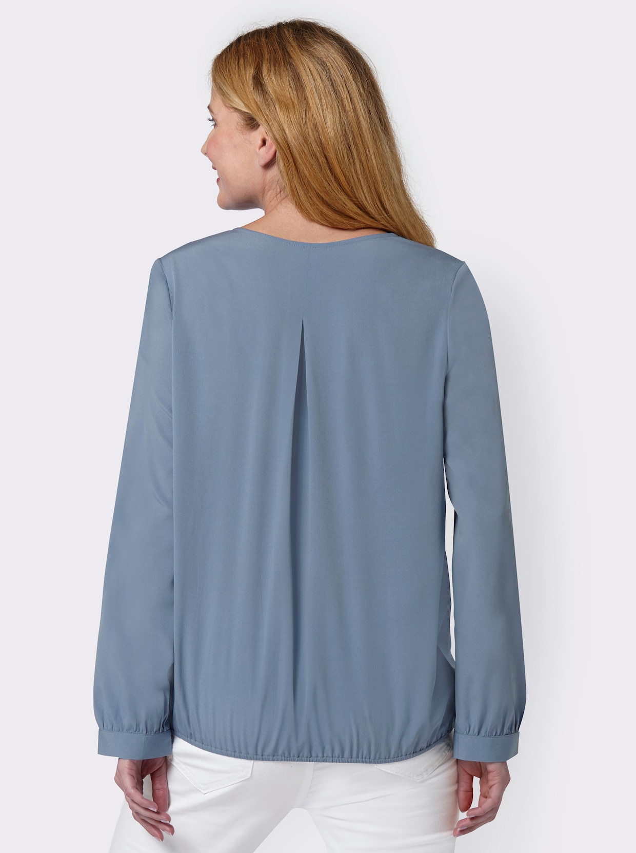 Comfortabele blouse - rookblauw