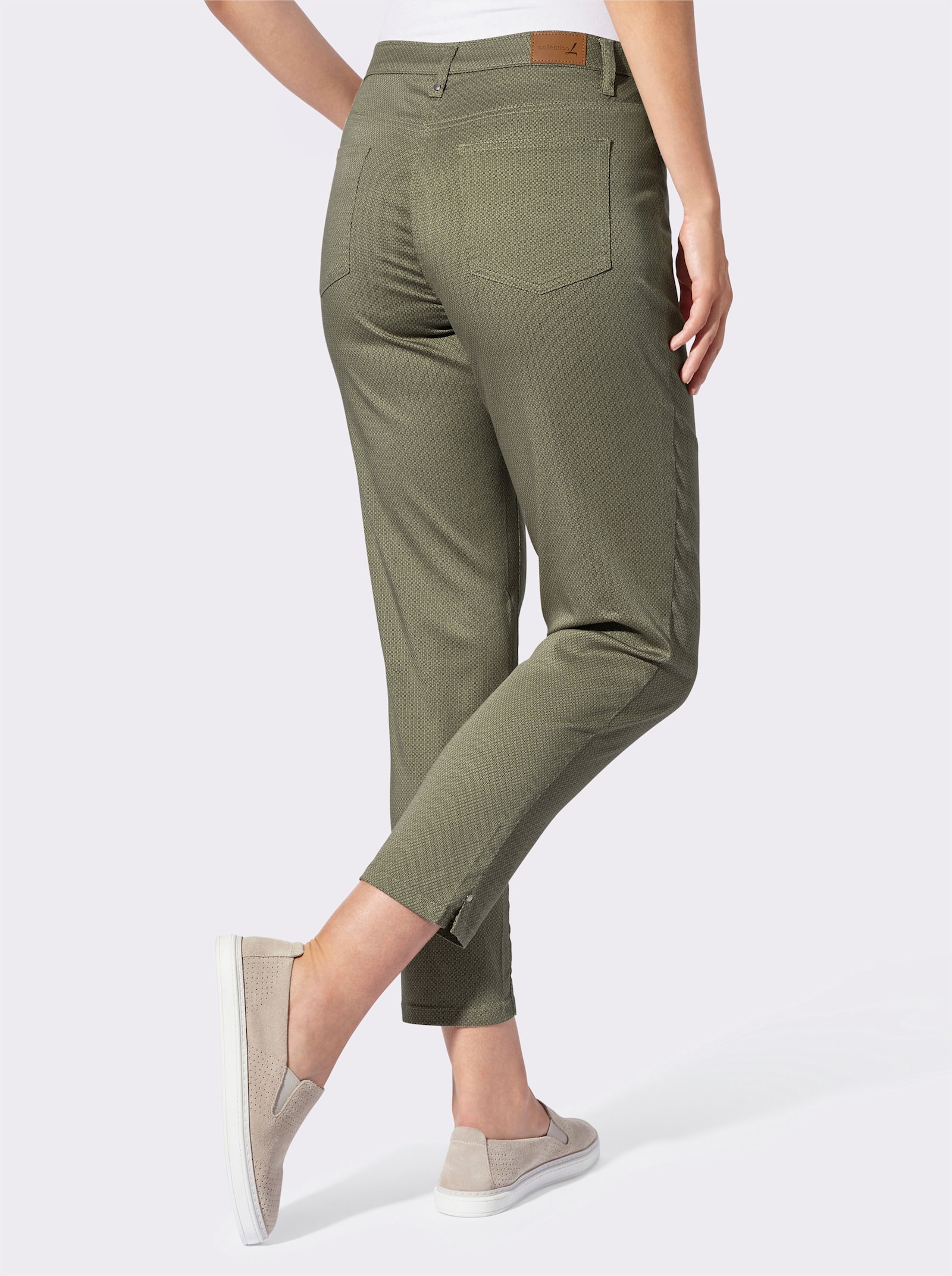 Druckhose in 5-Pocket-Form - khaki-bedruckt