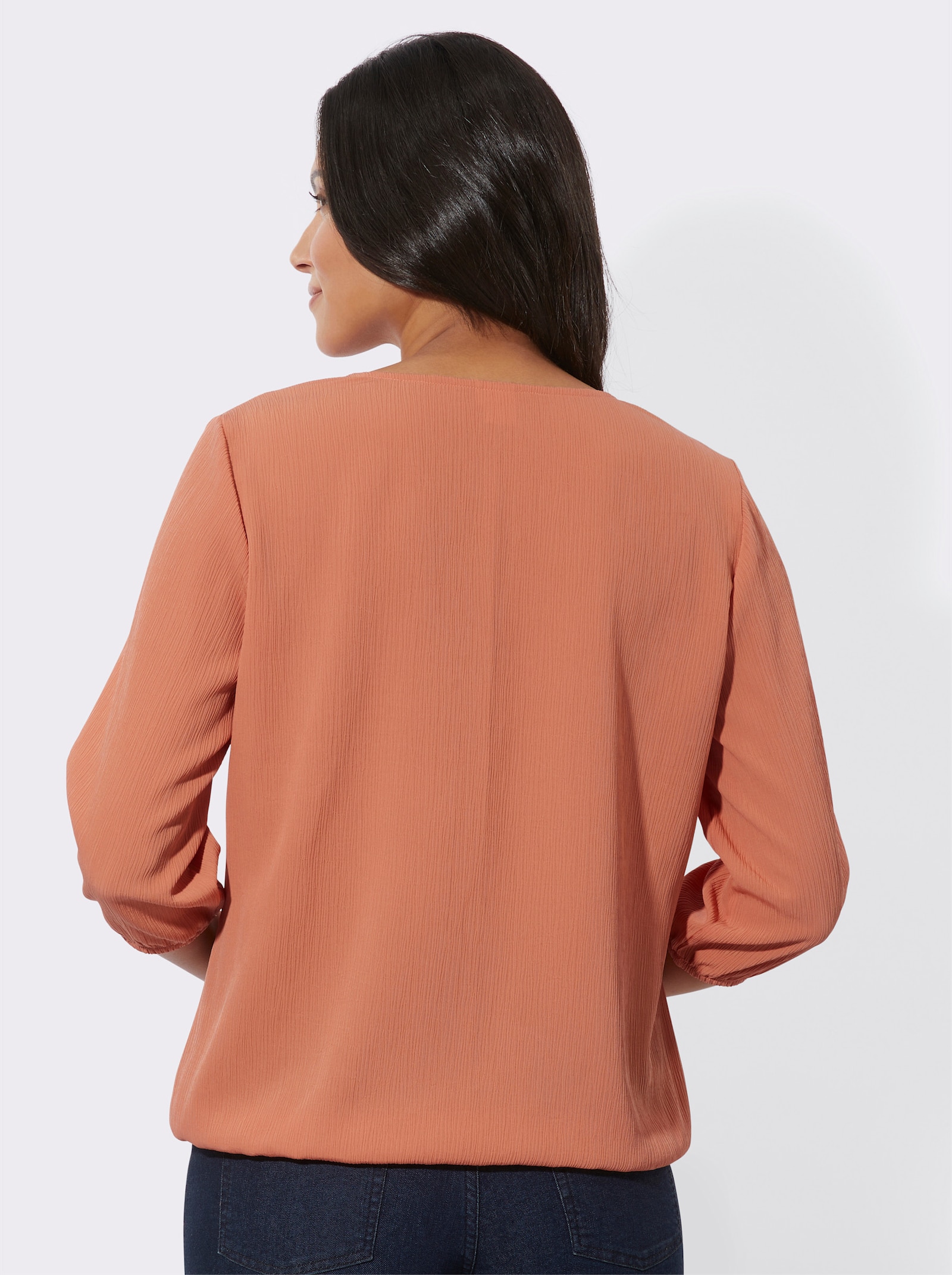 Schlupfbluse mit Crinkle-Effekt - papaya
