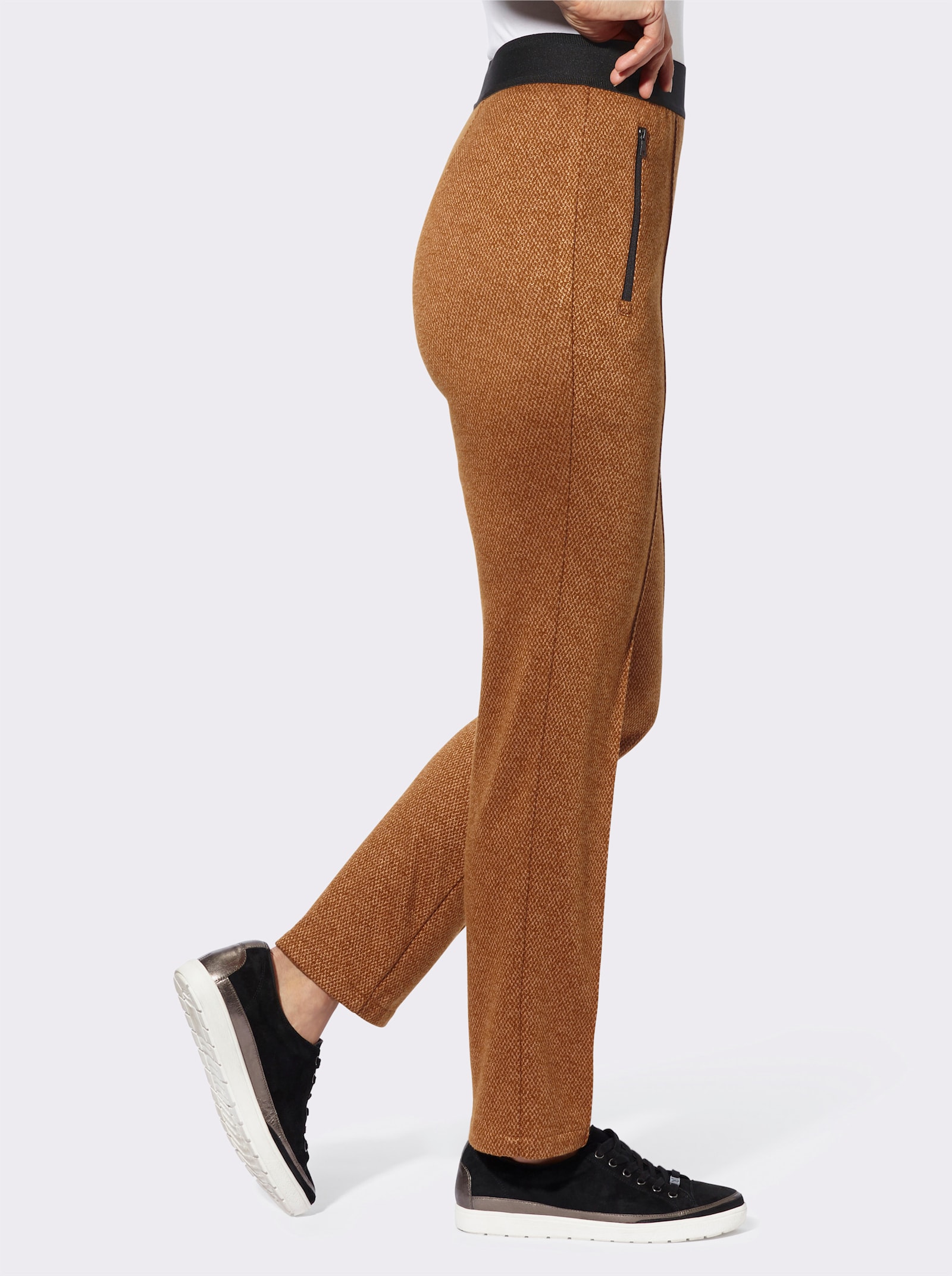Schlupfhose in Jacquard-Qualität - cognac-camel-meliert