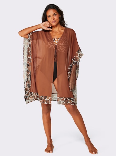 feel good Strandtunika im Animal-Dessin - cognac-schoko