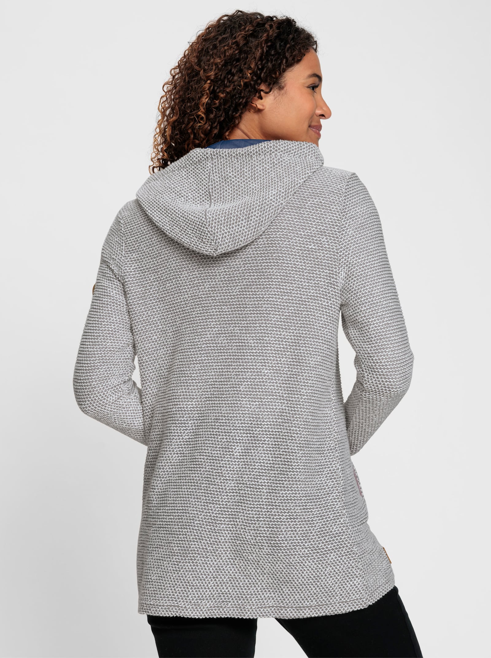 Sweatjacke mit Kapuze - steingrau-rauchblau