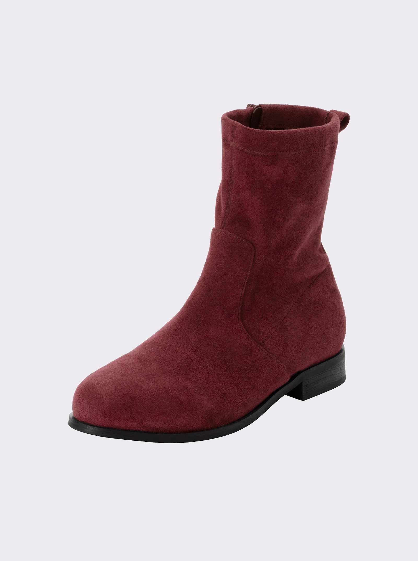 sheego Stiefelette in Wildleder-Optik - bordeaux