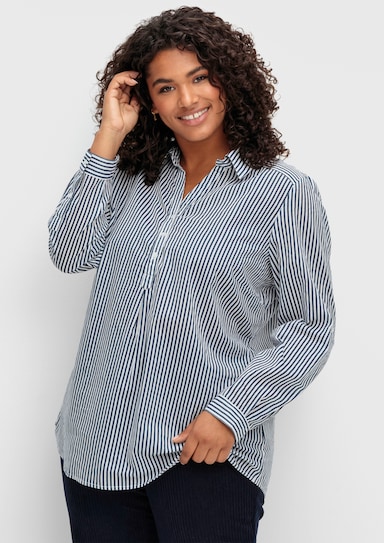 Gestreifte Bluse in Tunikaform - marine-gestreift