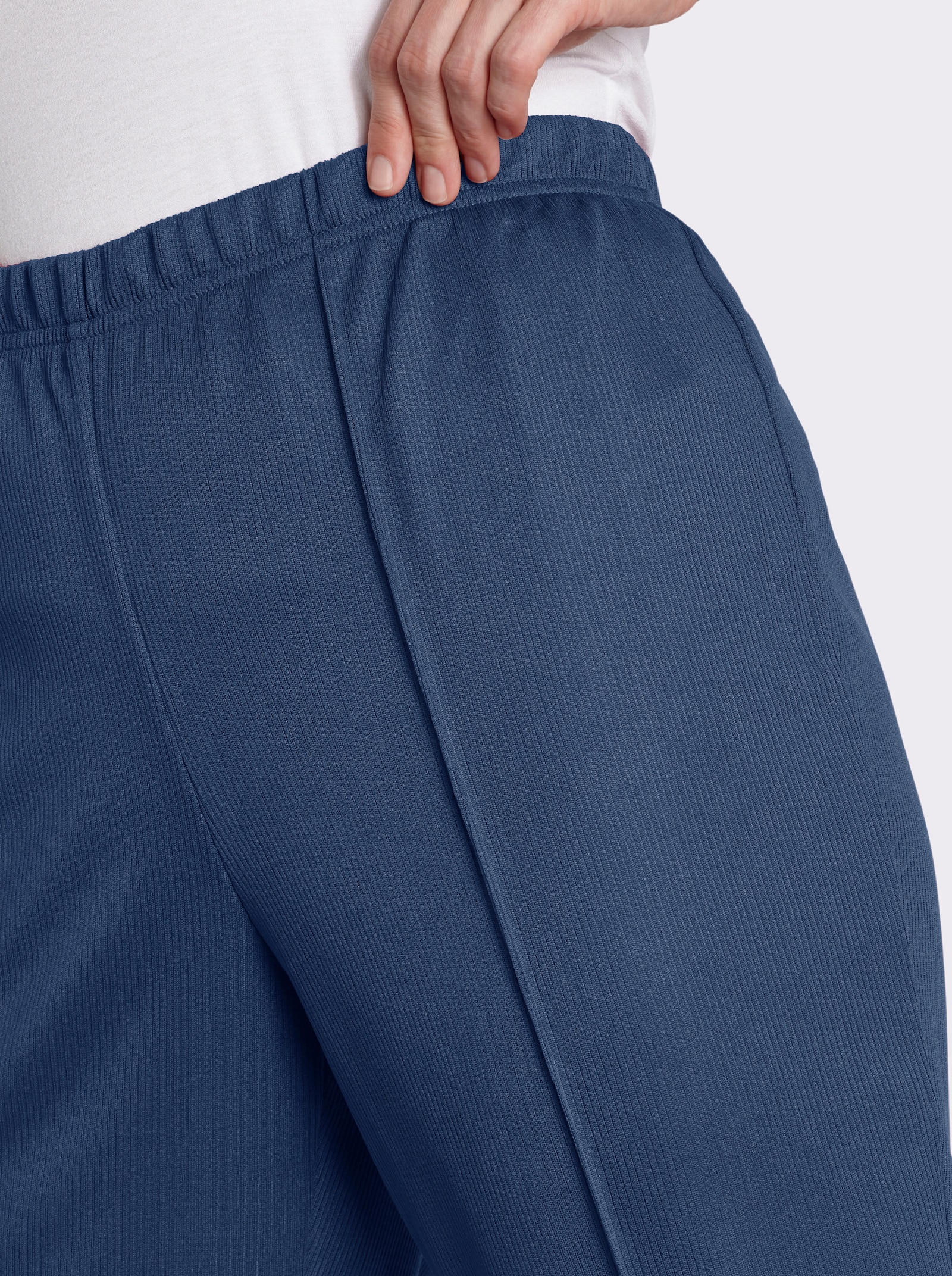 Hose mit Ripp-Struktur - jeansblau