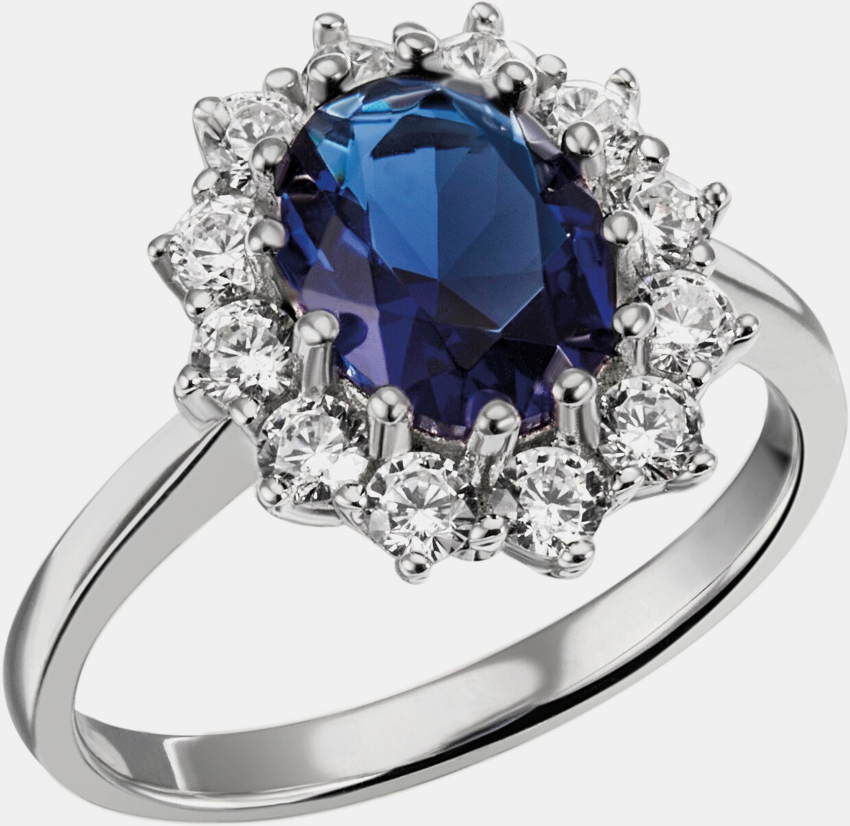 Firetti Fingerring - silberfarben-saphirblau-kristallweiß