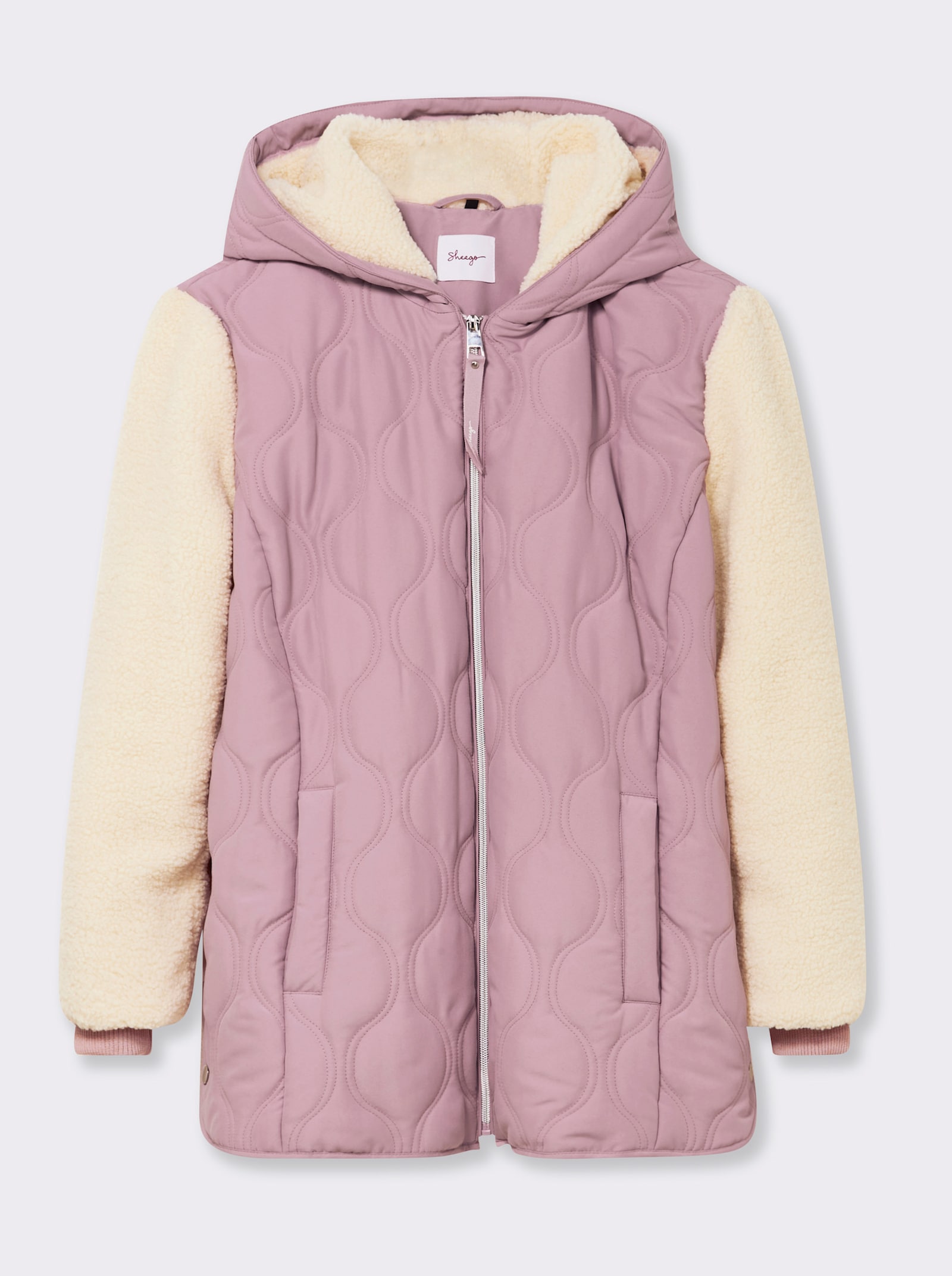 sheego Kapuzenjacke im Material-Mix - mauve
