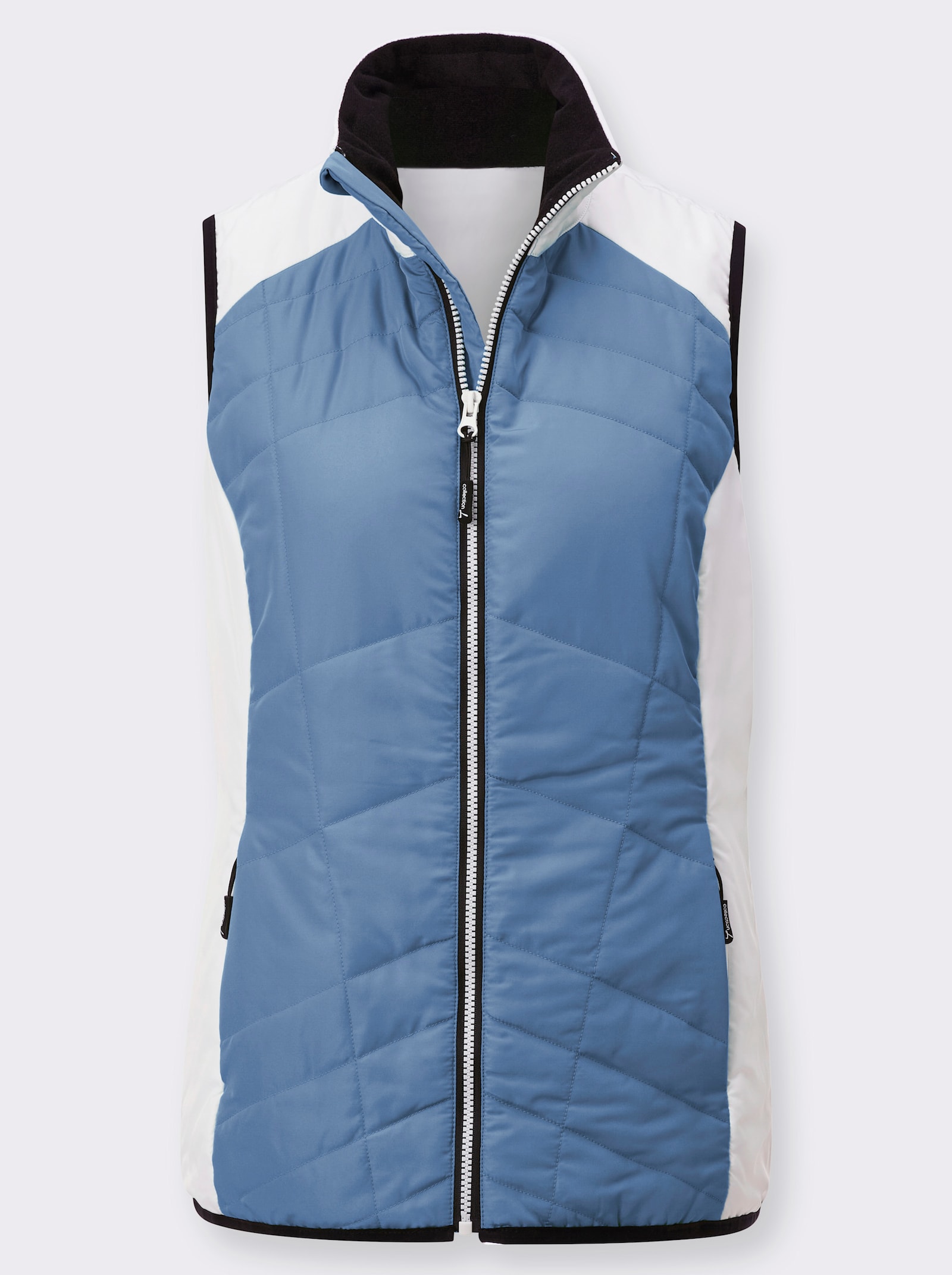 Steppweste in Microfaser-Qualität - mittelblau-ecru