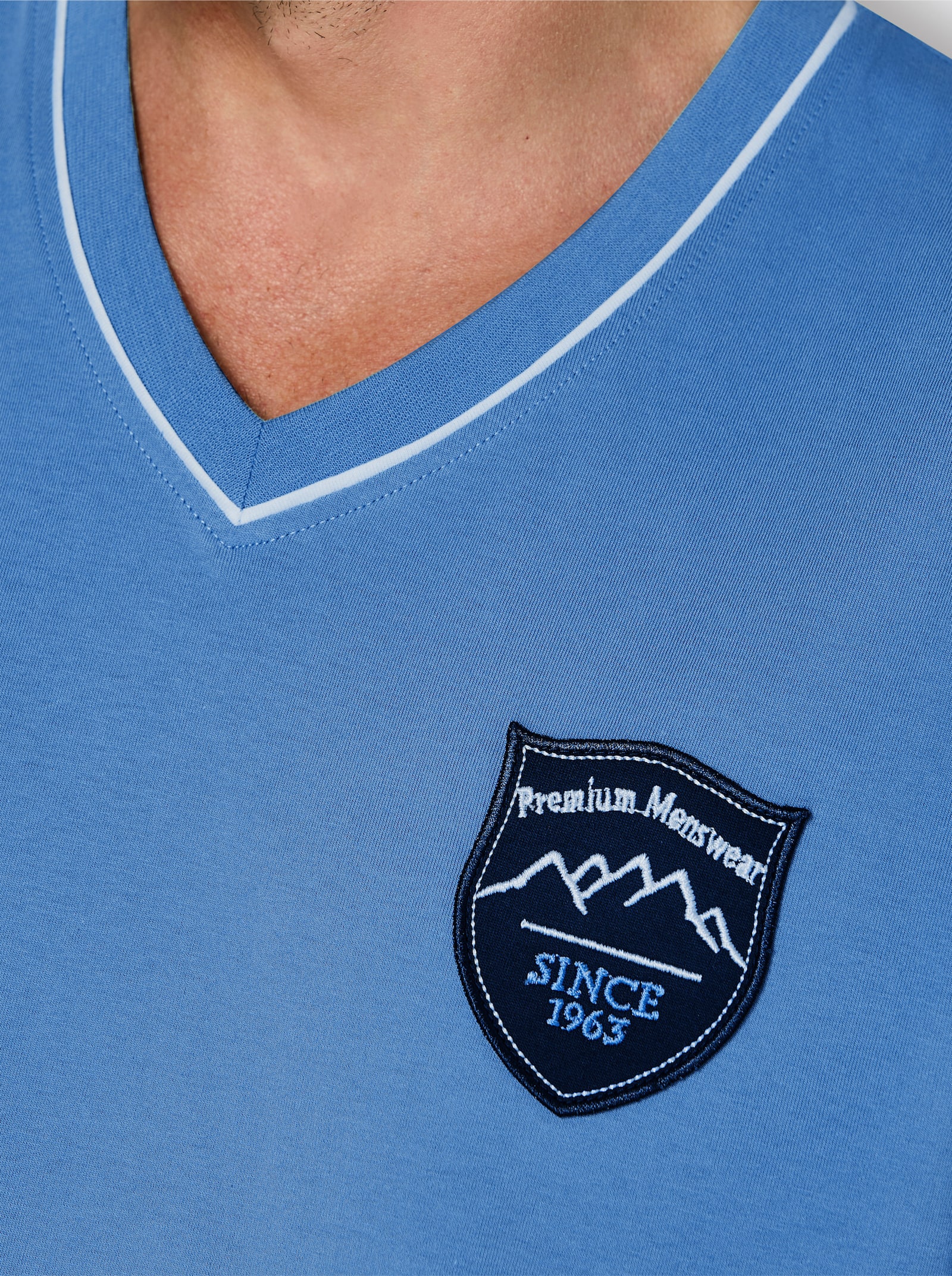 wäschepur men Schlafanzug-Shirt - mittelblau