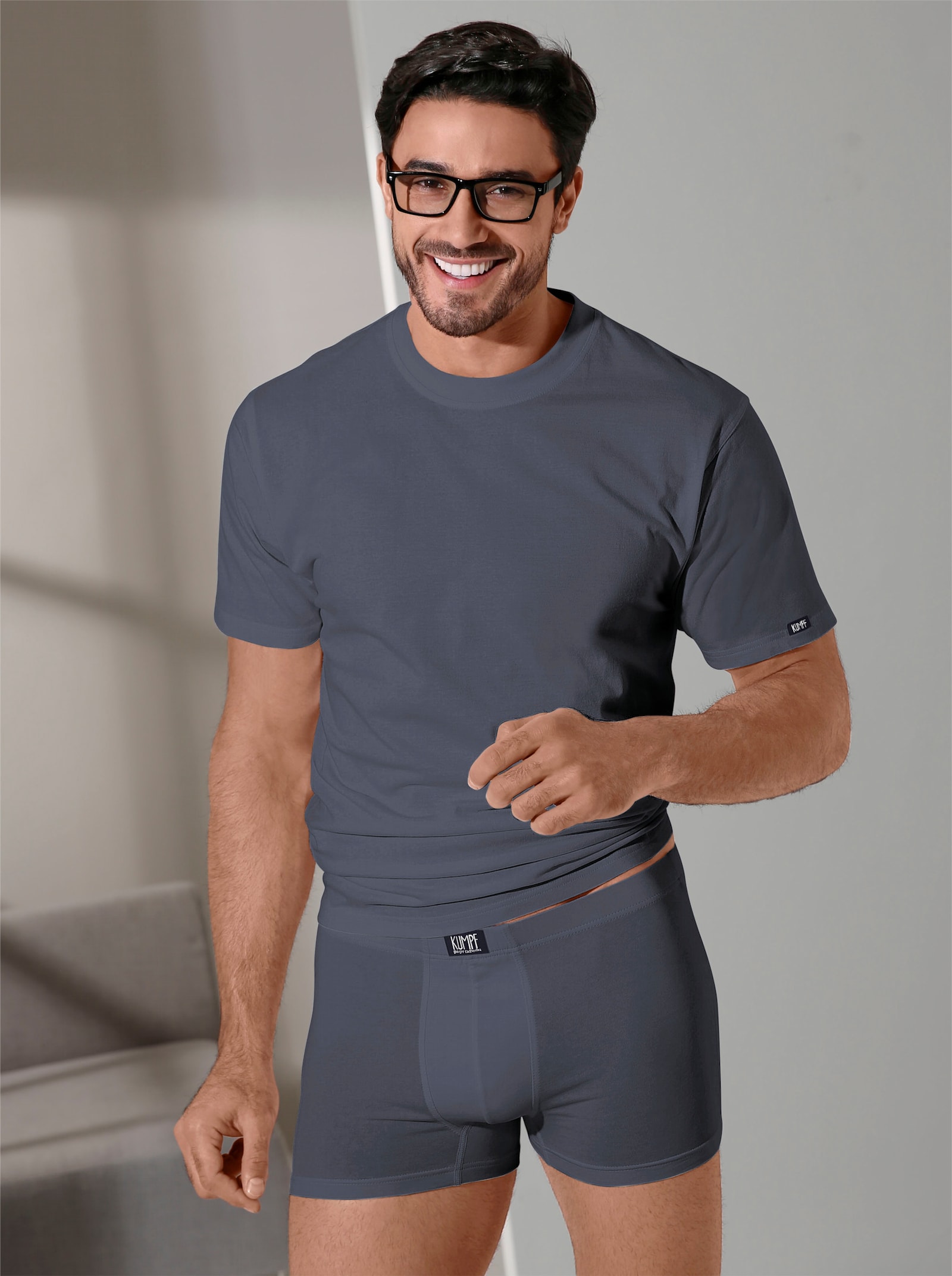 Kumpf Broek - middengrijs + wijnrood