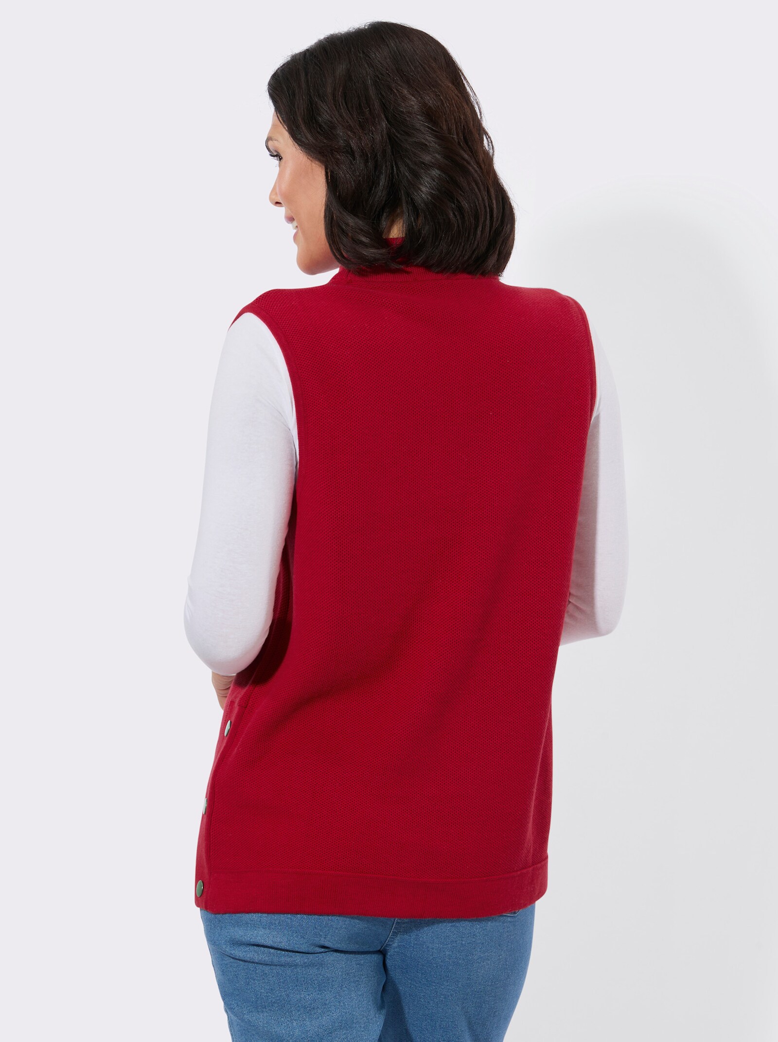 Pullunder mit Ripp-Stehkragen - rot