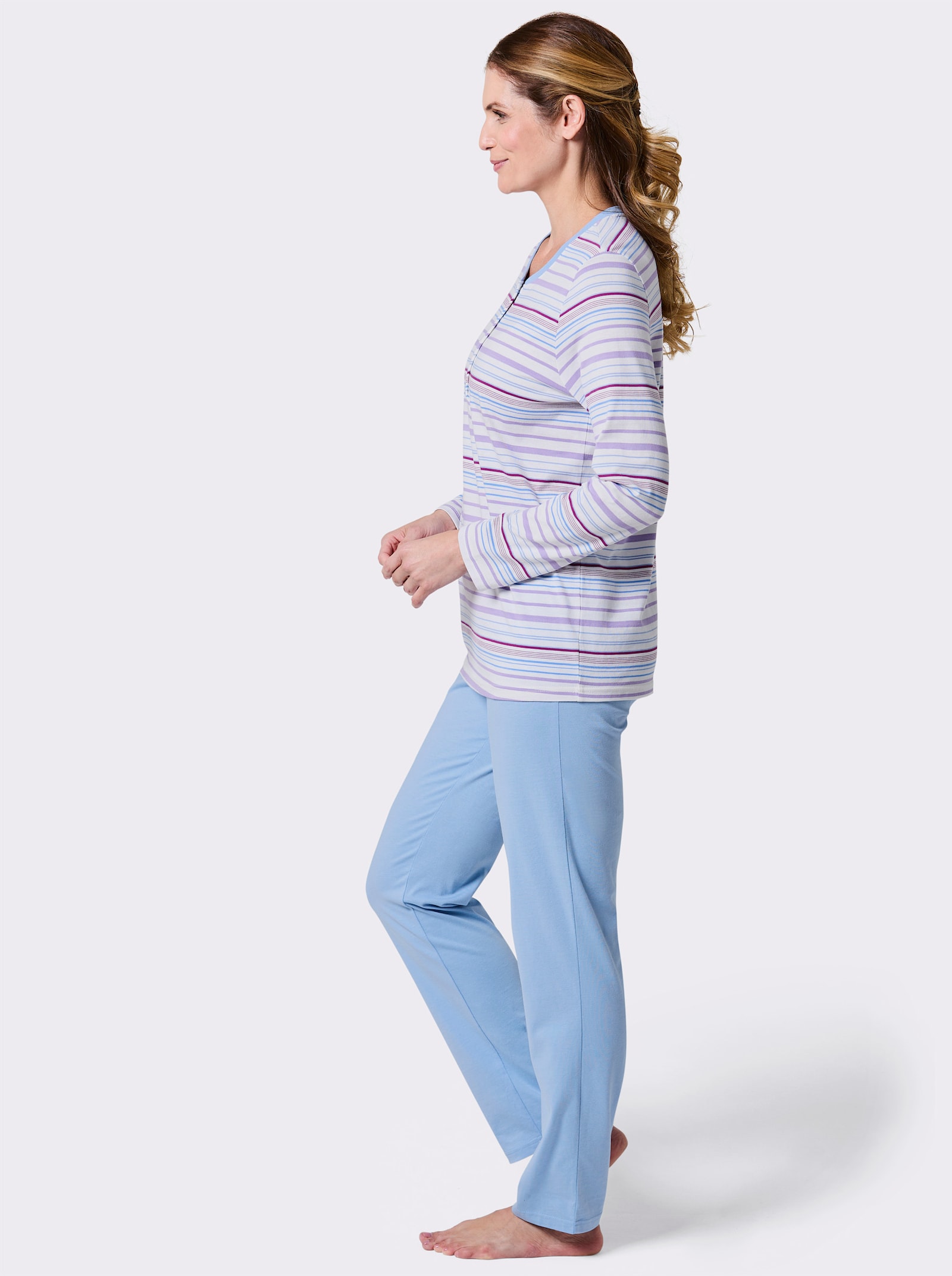 wäschepur Schlafanzug im Streifen-Dessin - himmelblau-weiß-gestreift