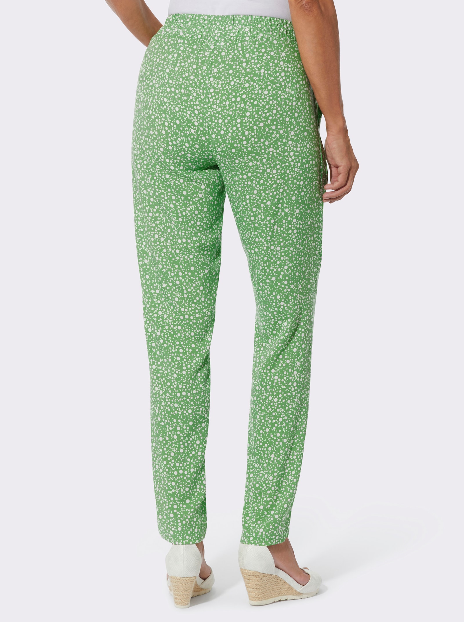 Schlupfhose mit Dehnbund - apfel-weiß-bedruckt