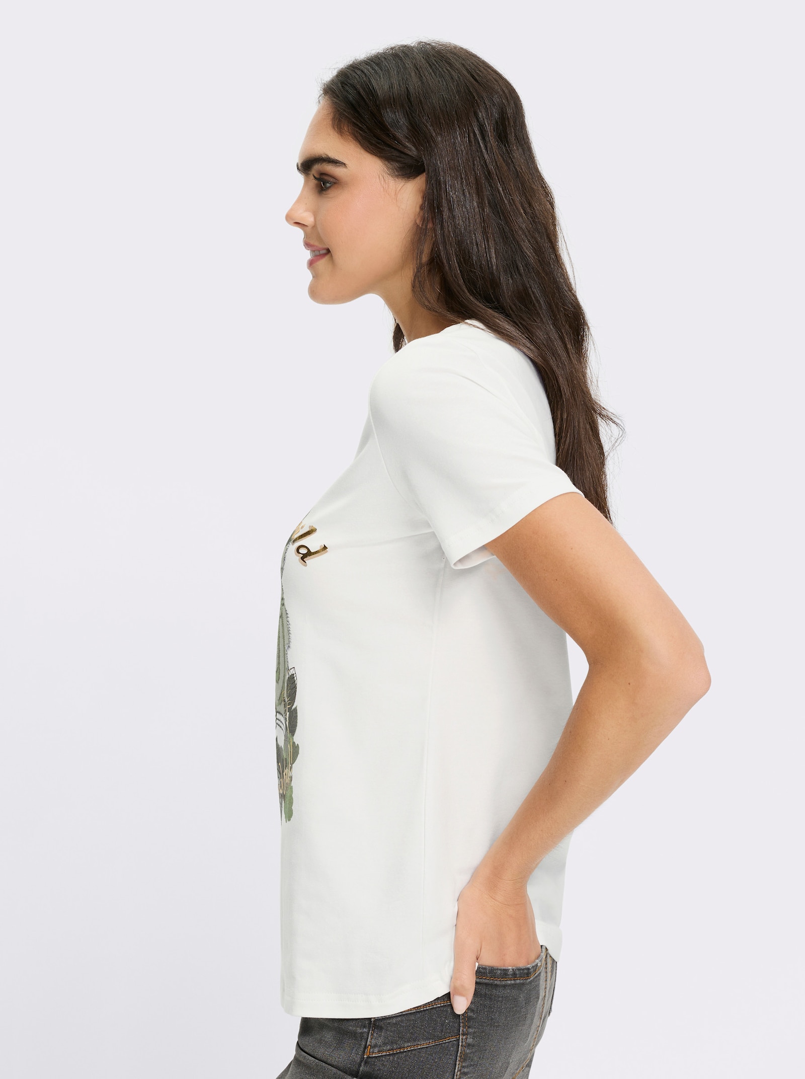 heine T-Shirt mit Tigerprint - ecru