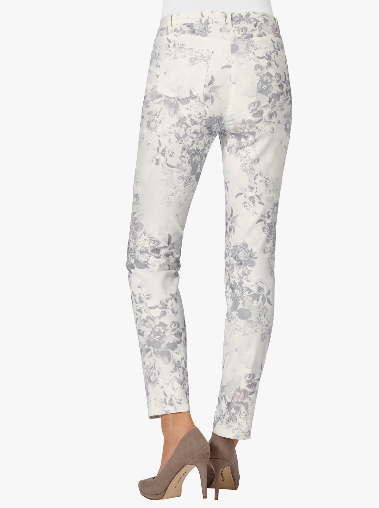 Cosma 5-Pocket-Hose - ecru-taupe-bedruckt