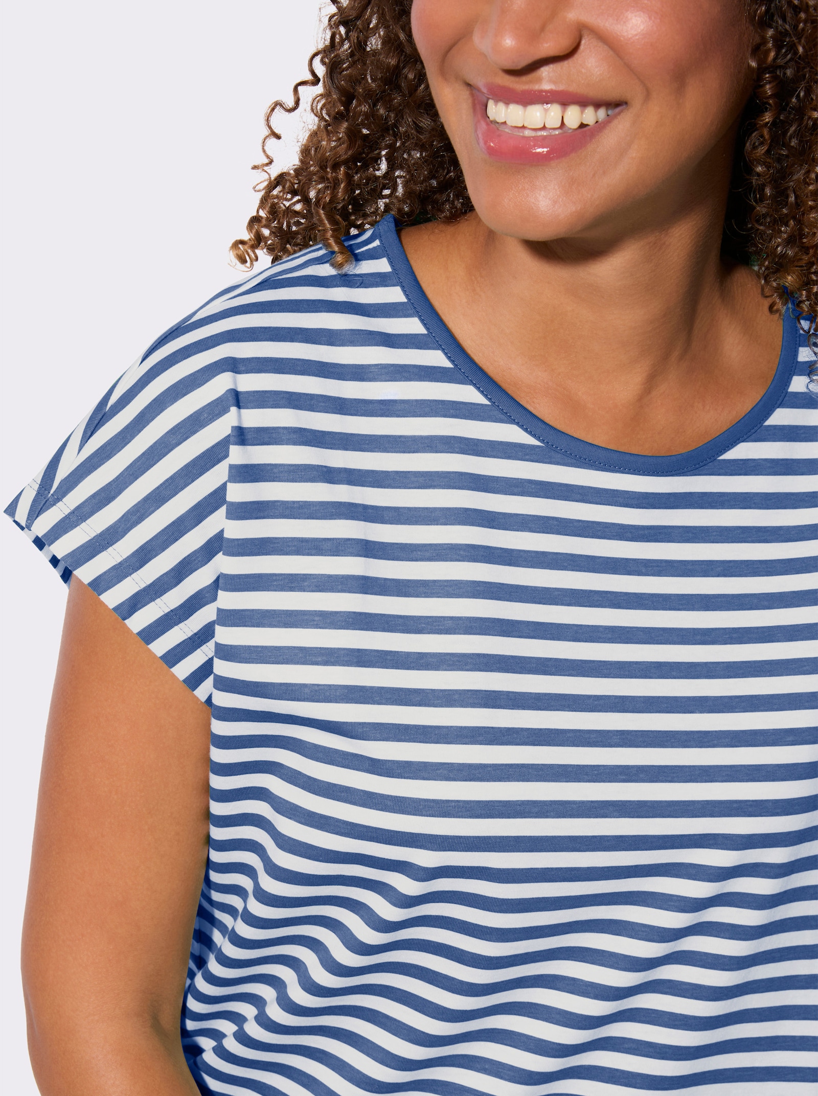 Shirt-Set mit überschnittenen Schultern - jeansblau