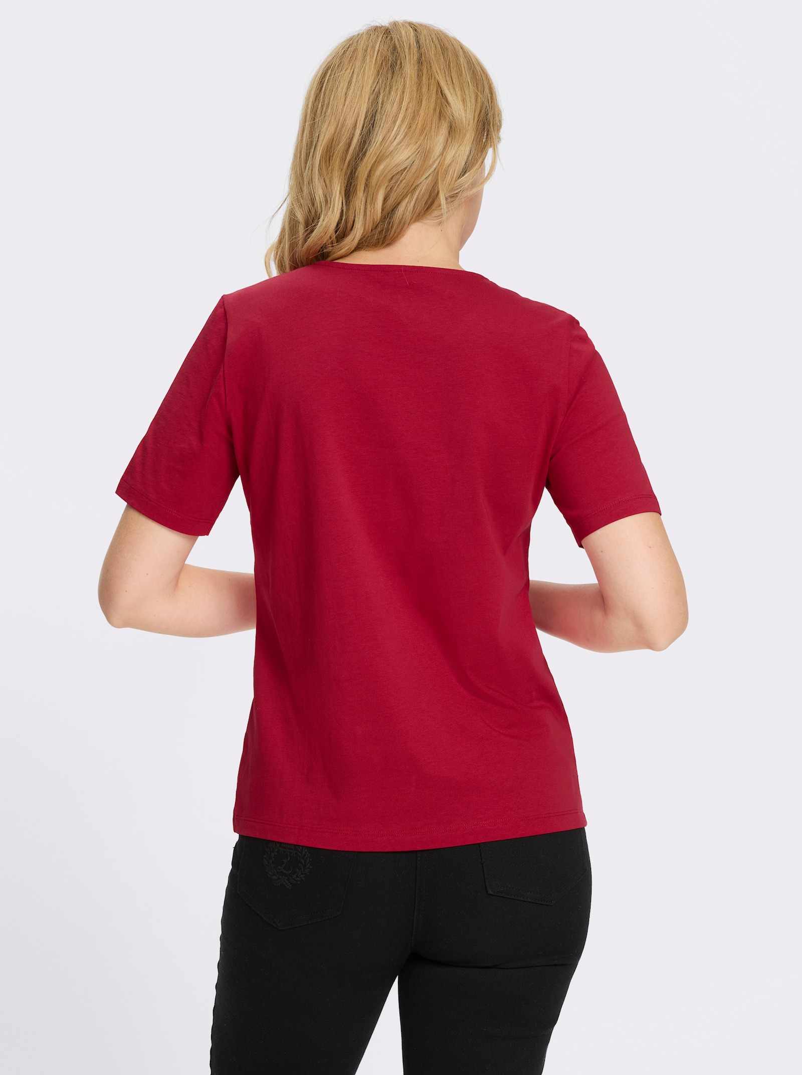 Kurzarmshirt mit platziertem Druck - rot