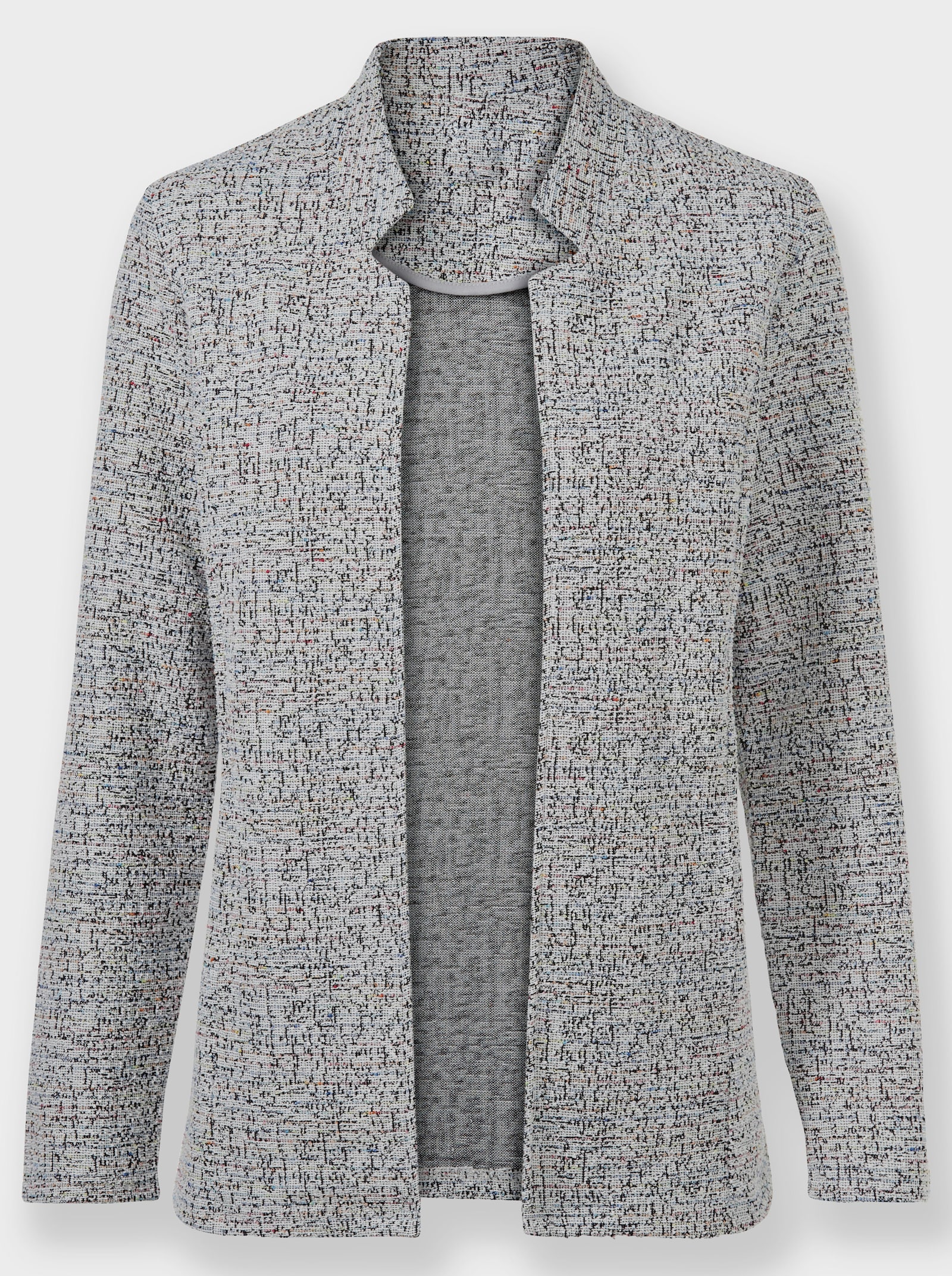 Shirtjacke in Bouclé-Struktur - schwarz-rosenholz-meliert