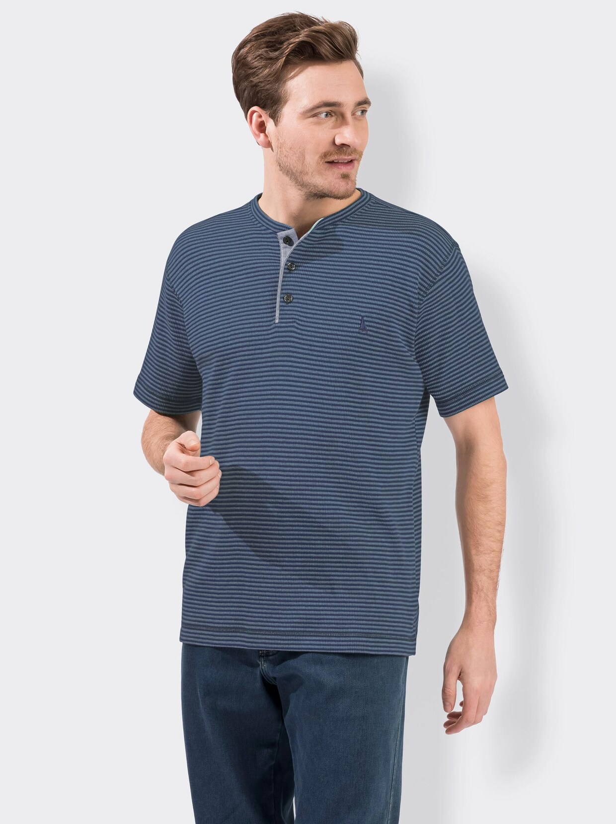 Catamaran Kurzarm-Shirt - marine-grau-gestreift