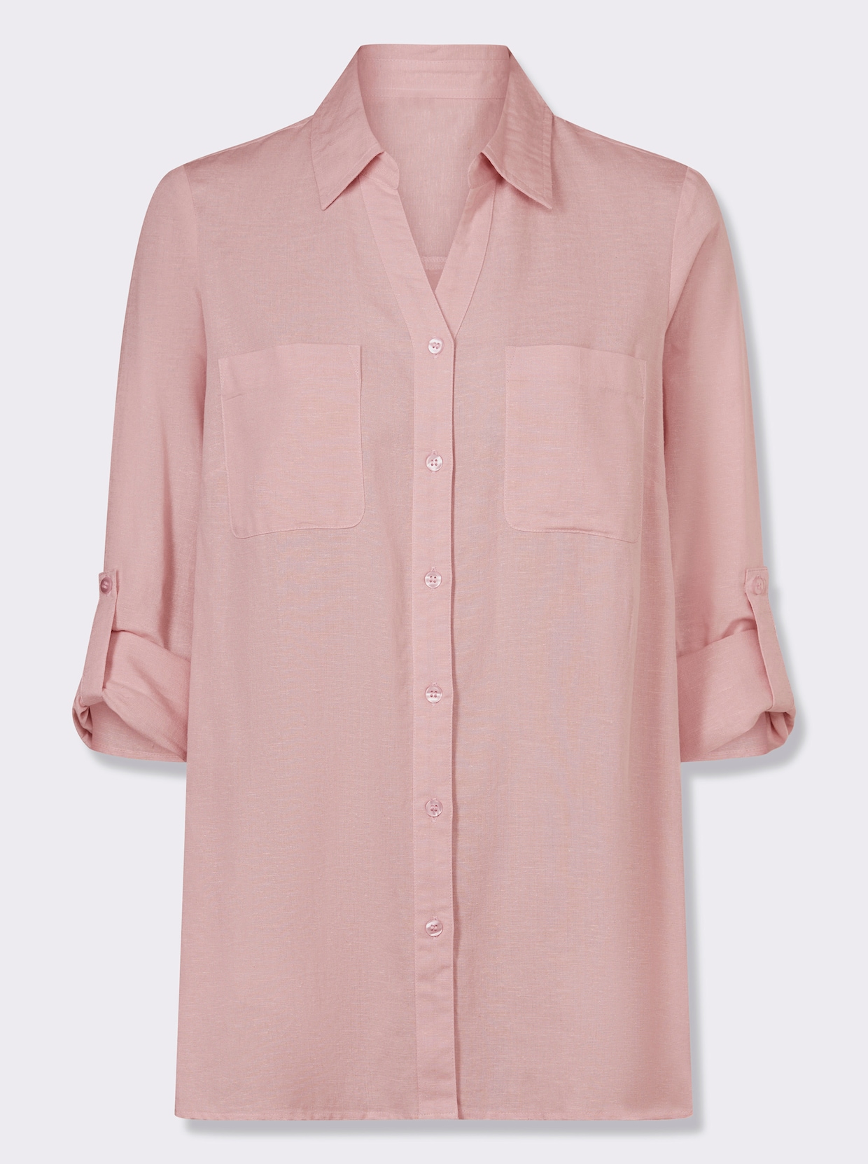 Lange blouse met borstzak - hortensia