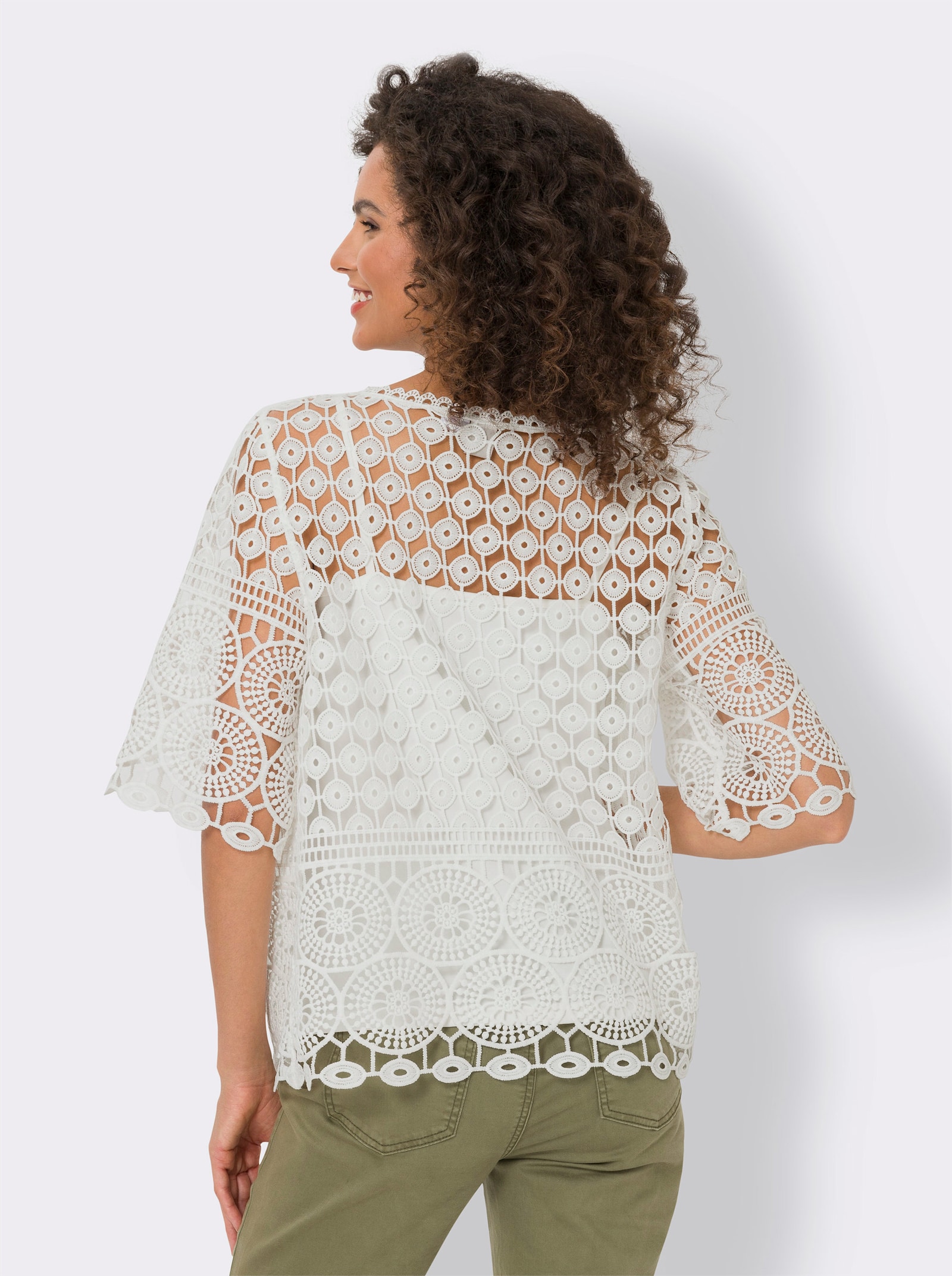 heine Rundhalsshirt inklusive passendem Top - ecru