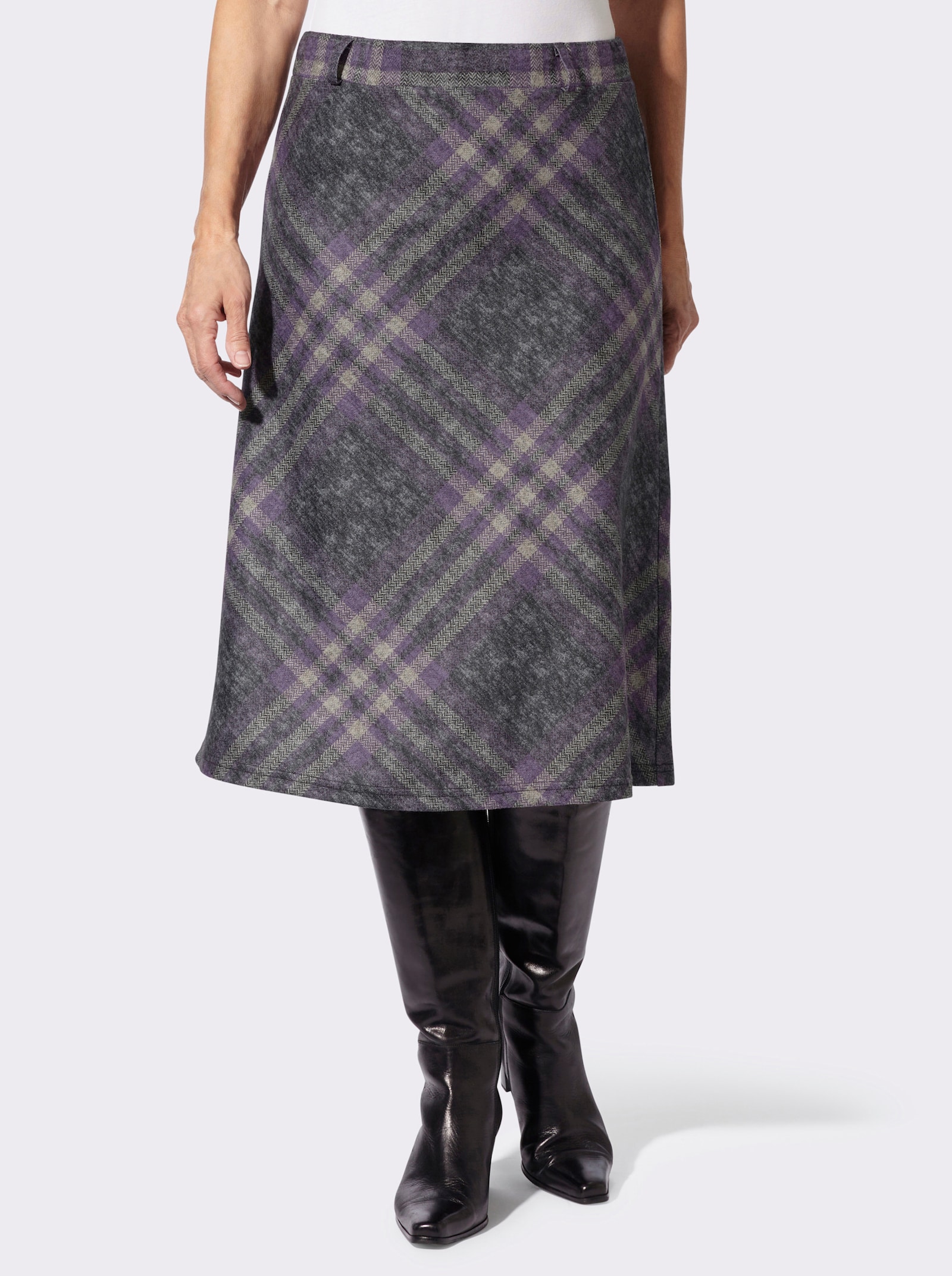 Karorock in Flanell-Optik - lila-schwarz-kariert