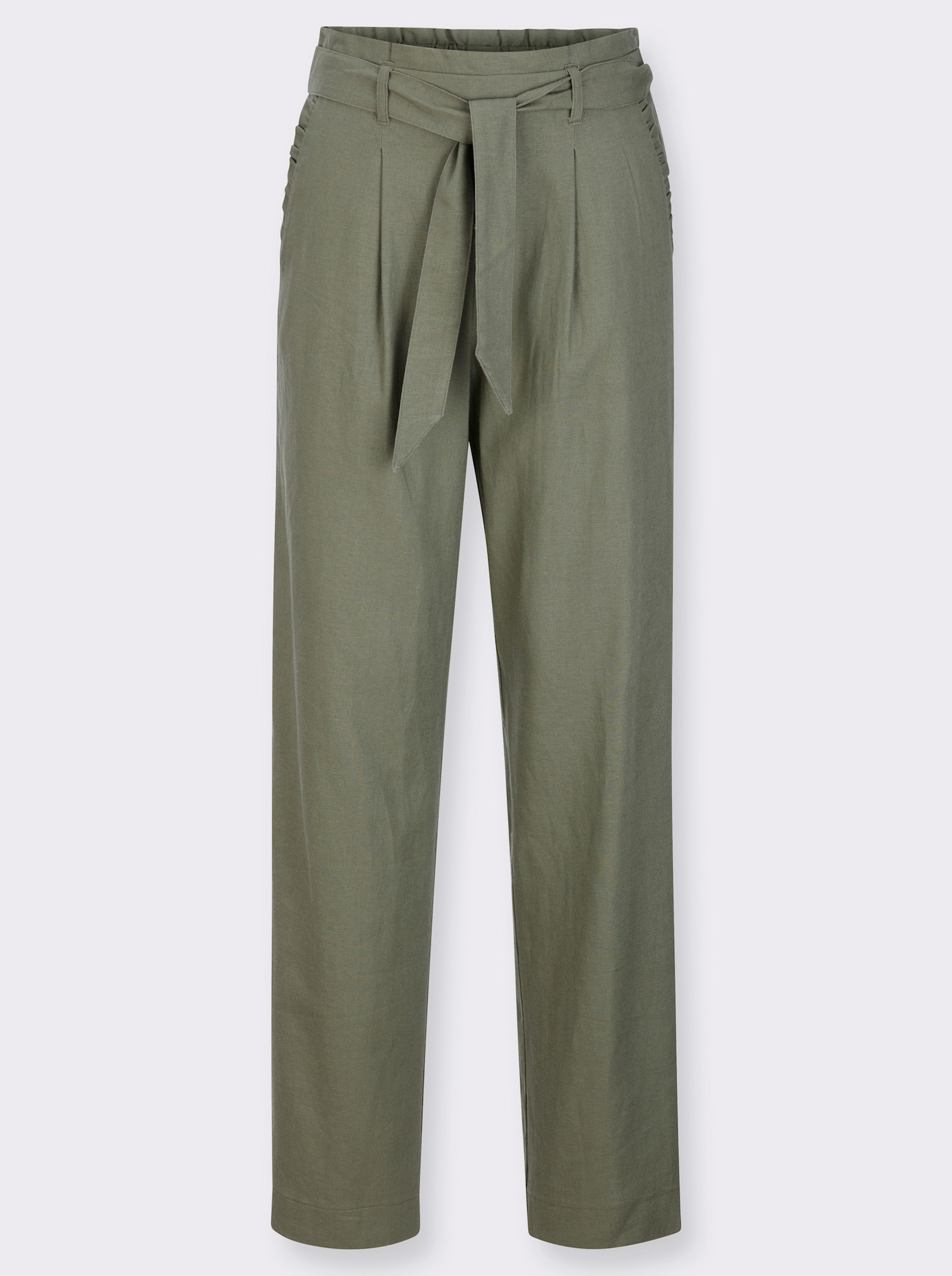 Schlupfhose mit Bindegürtel - khaki