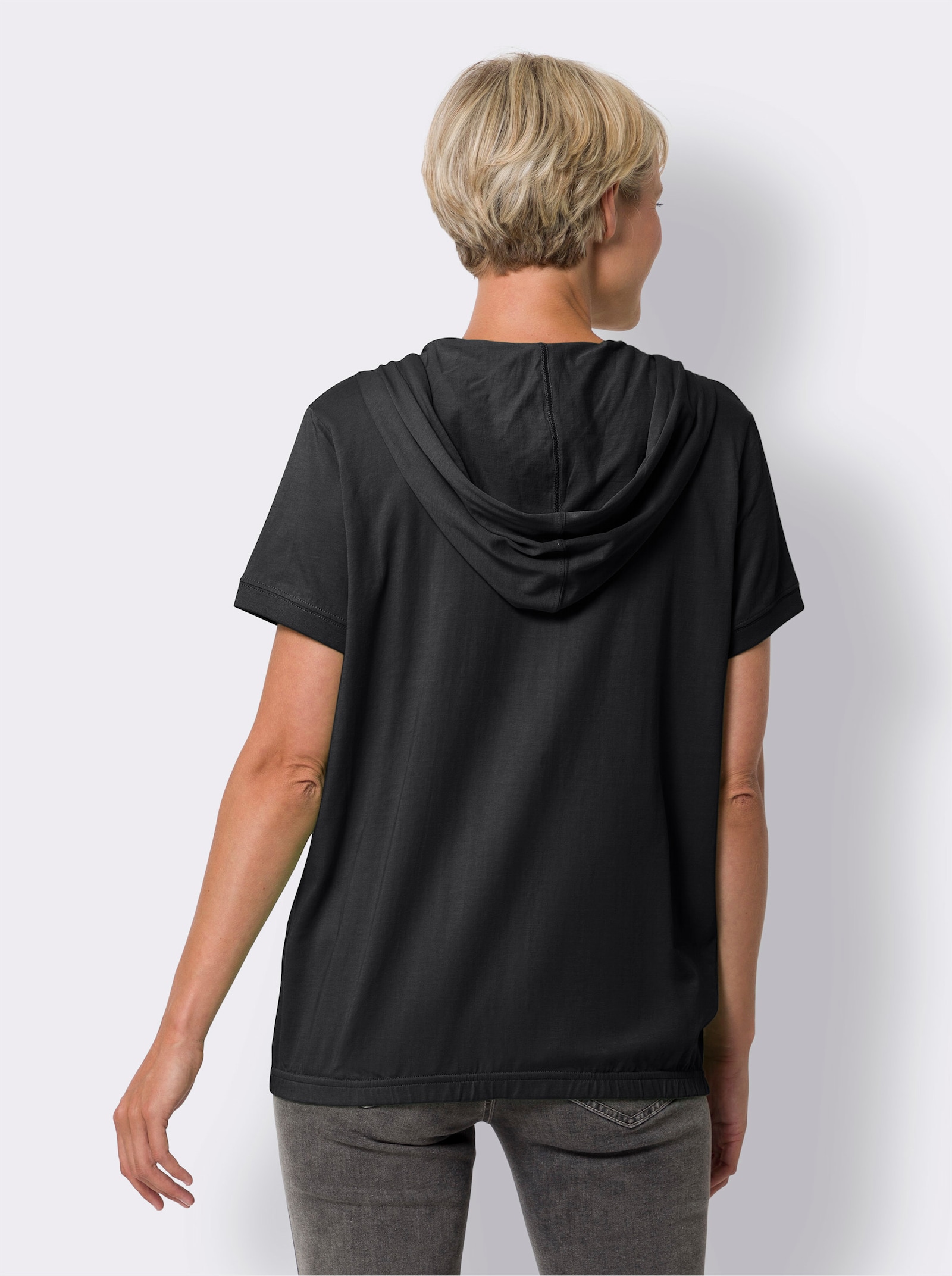 Shirtjasje met capuchon - zwart