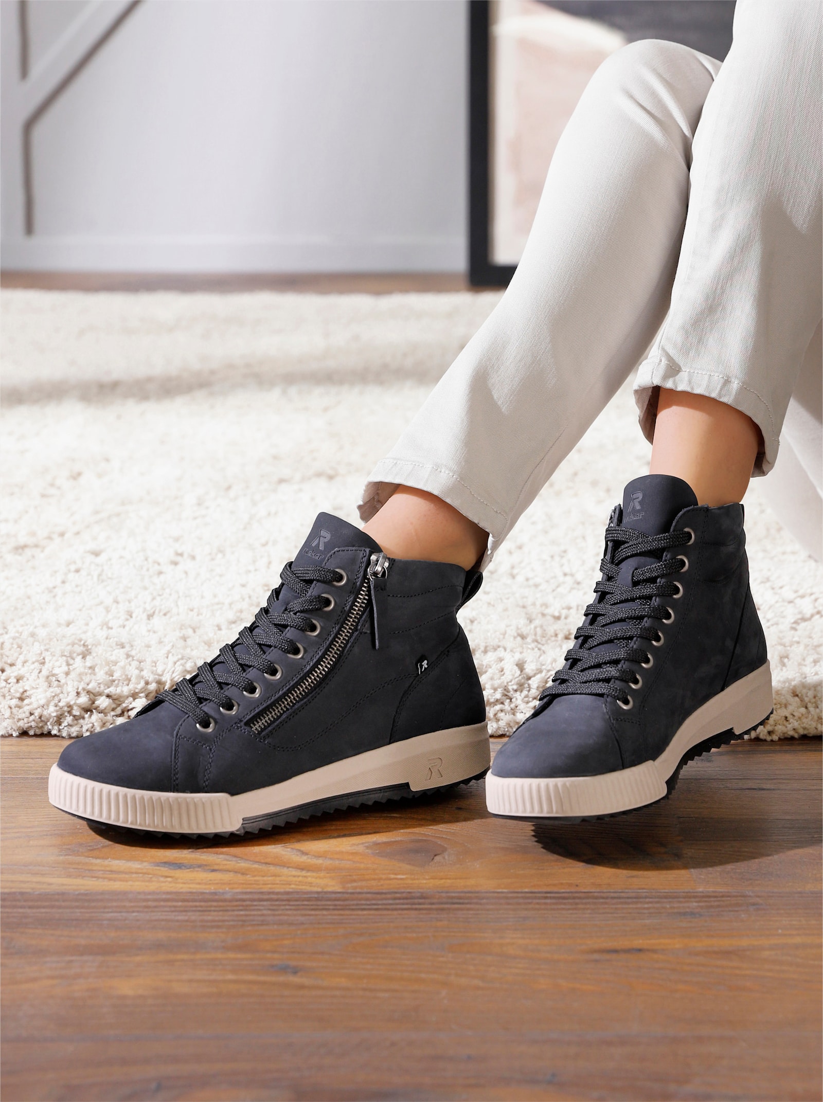 Rieker Stiefelette aus Glattleder - dunkelblau