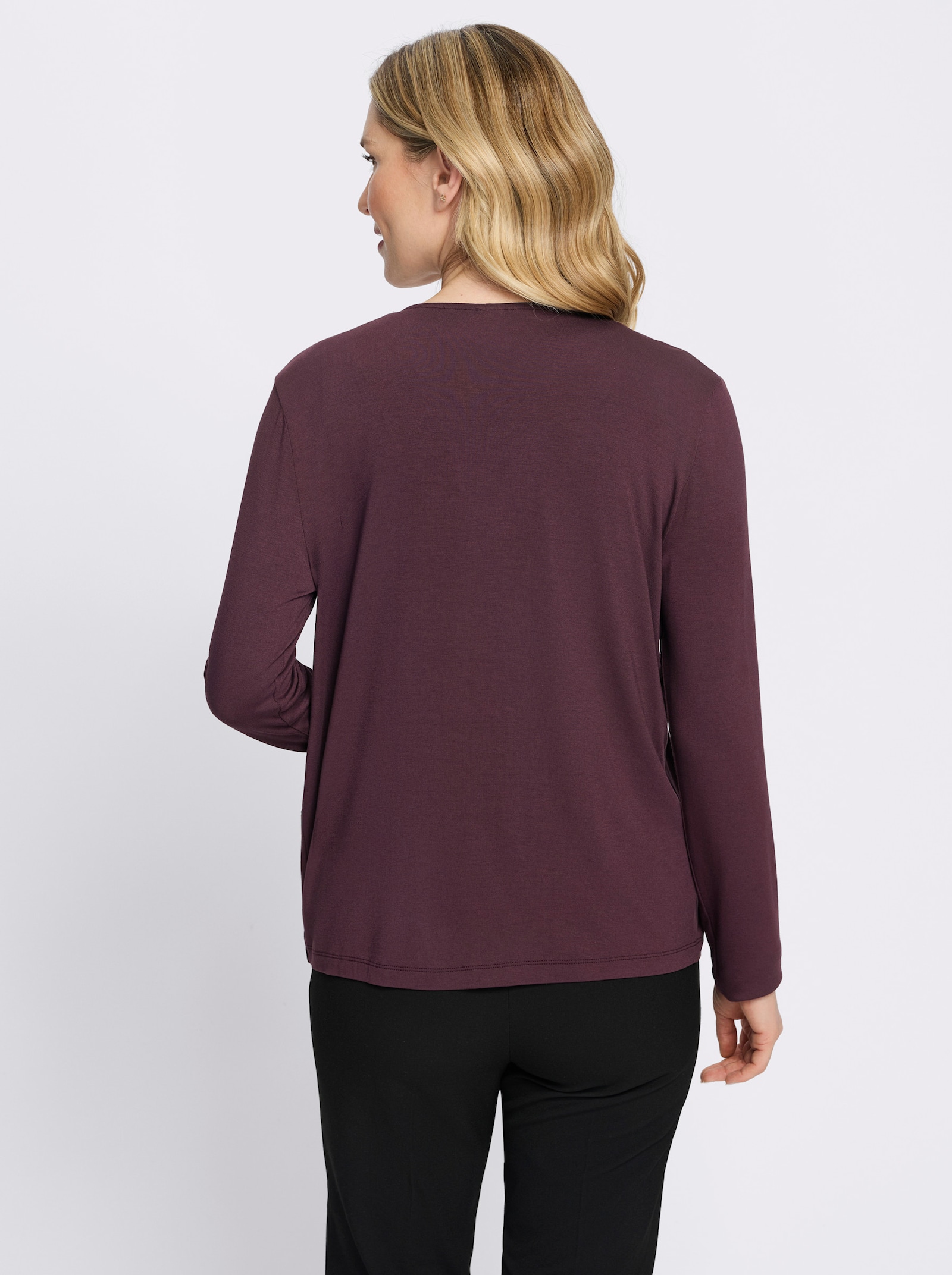 Shirtjacke in offener Form - burgund