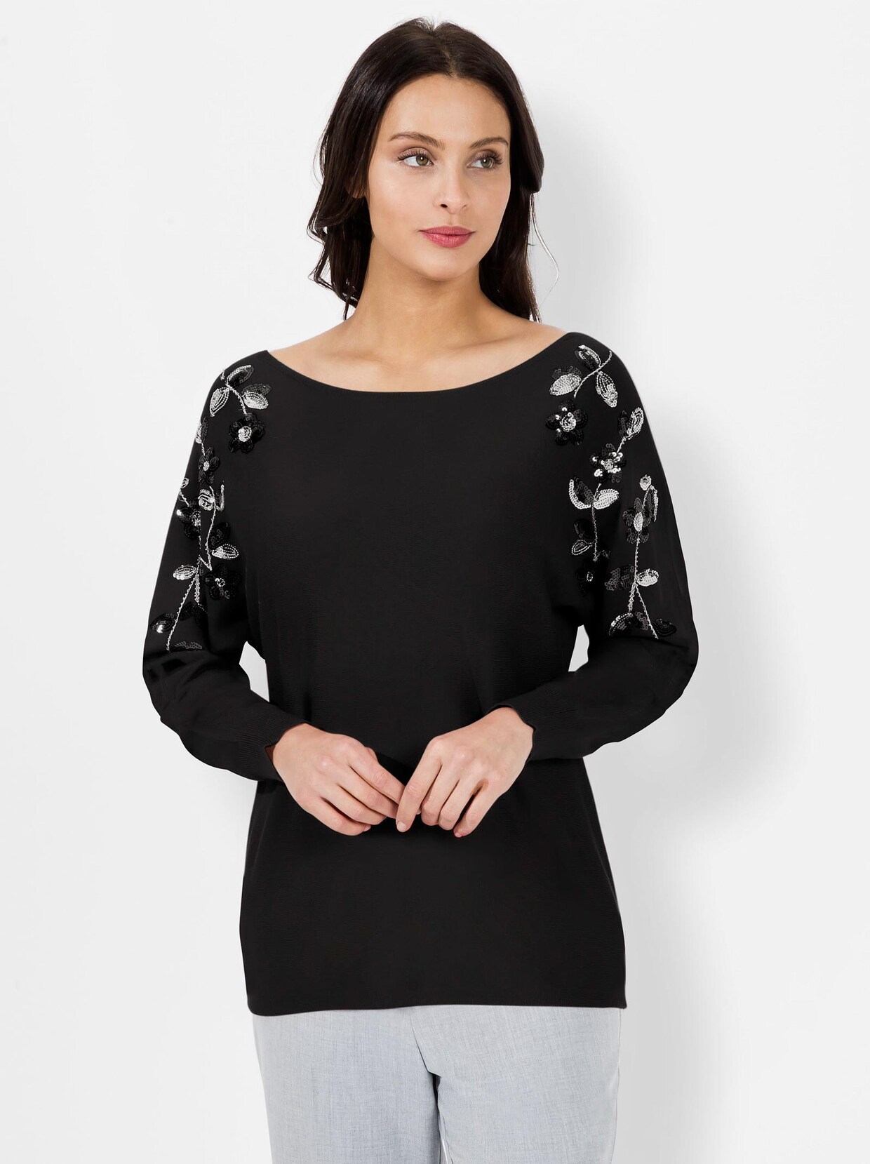 Feinstrickpullover - schwarz