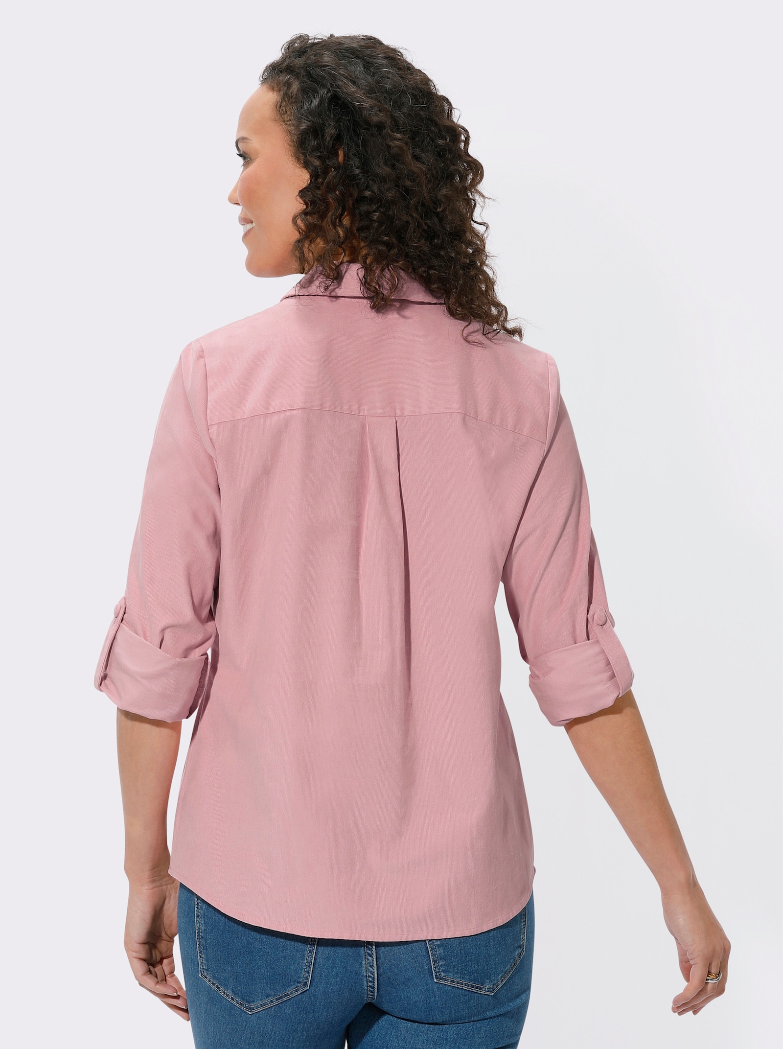 Overhemdblouse van ribcord - hortensia
