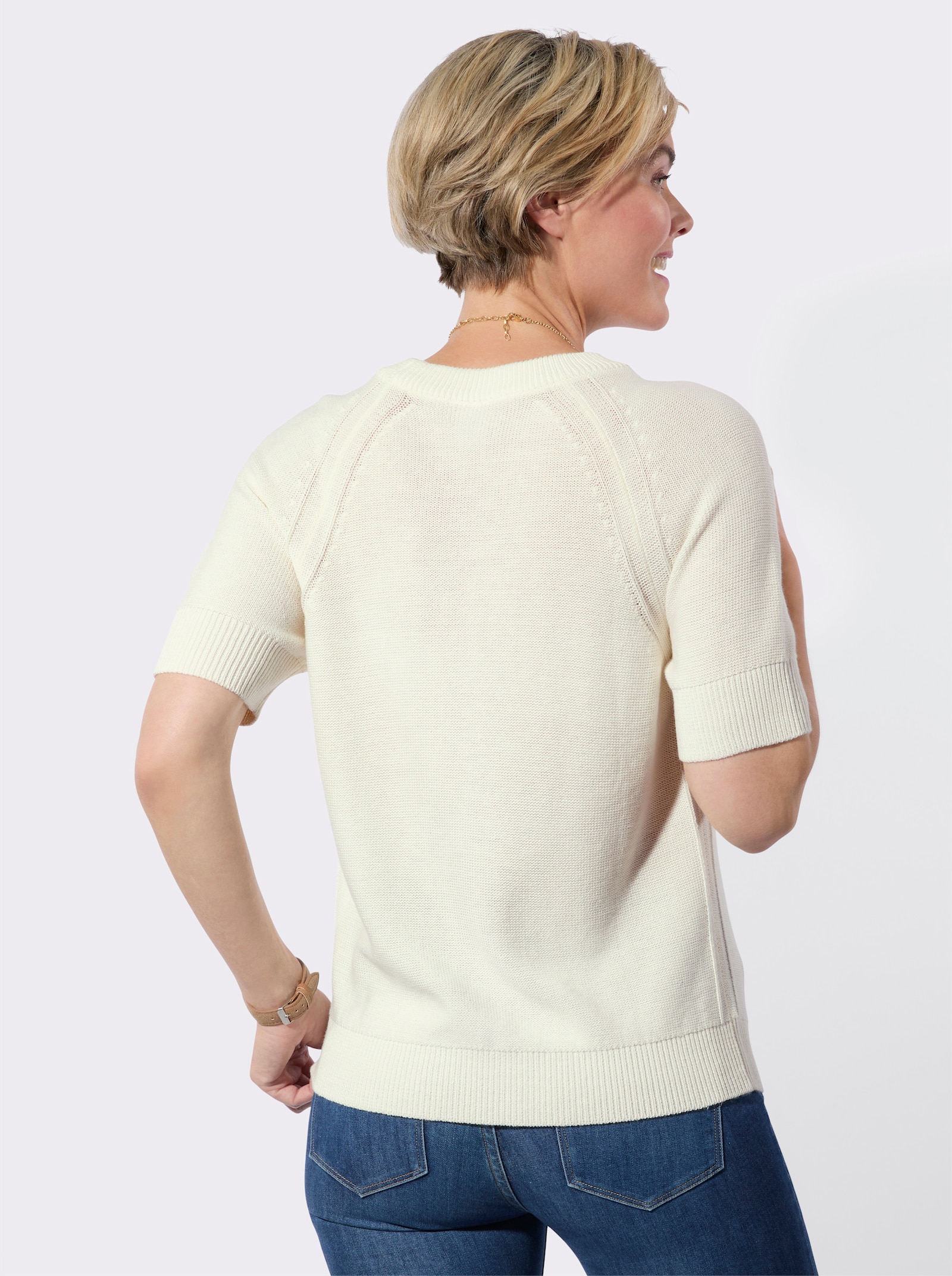 Kurzarmpullover - ecru