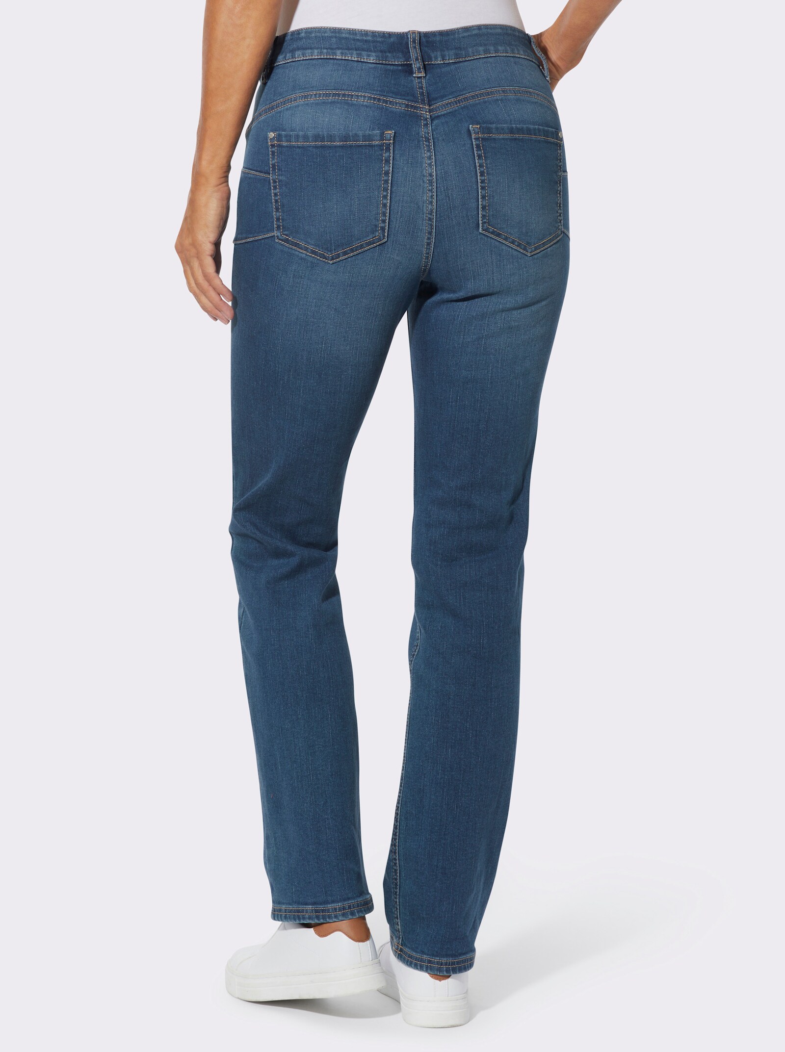 Push-up-Jeans mit Abnähern hinten - blue-stone-washed