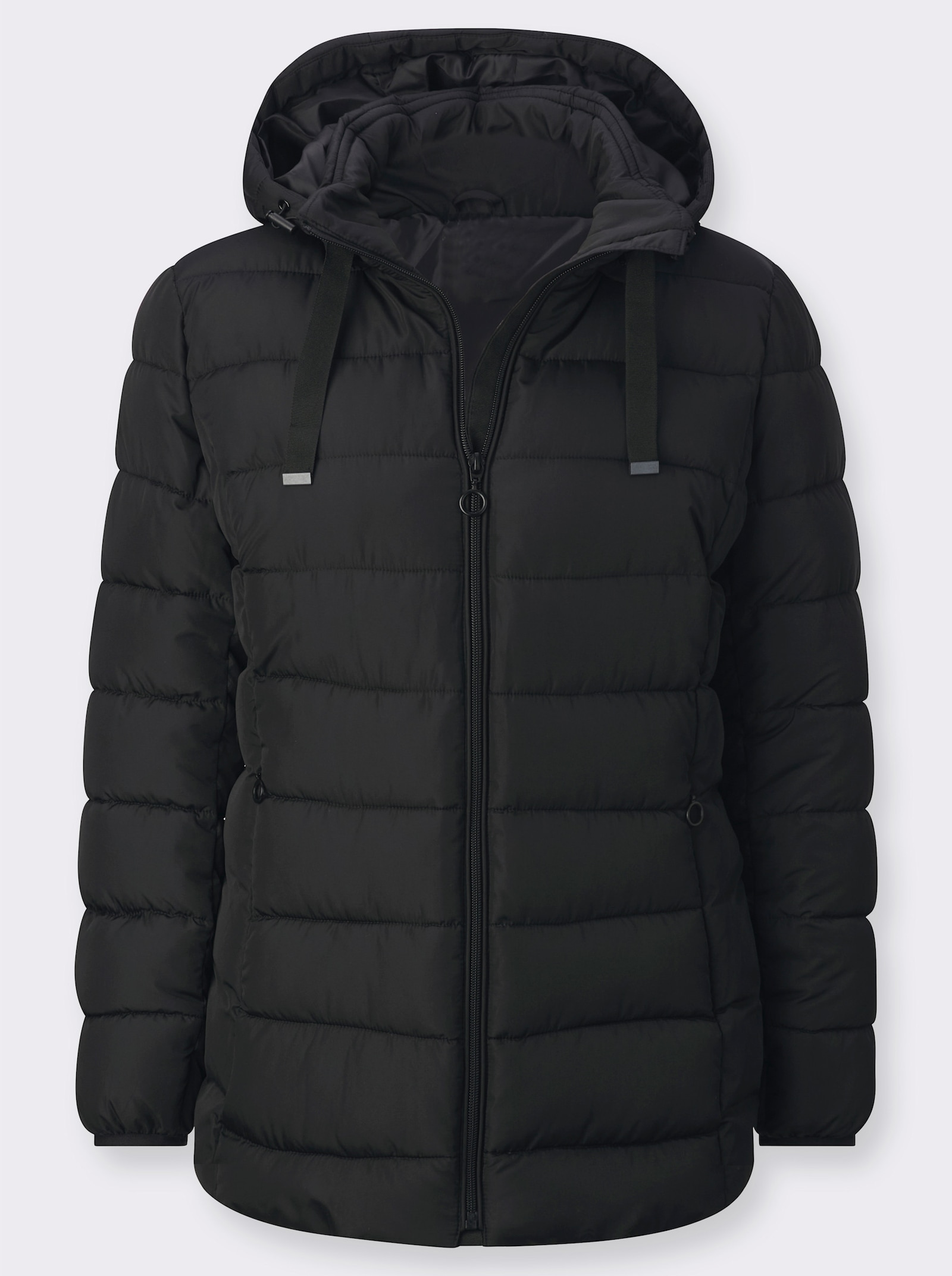 Steppjacke mit elastischer Kontrast-Paspelierung - schwarz